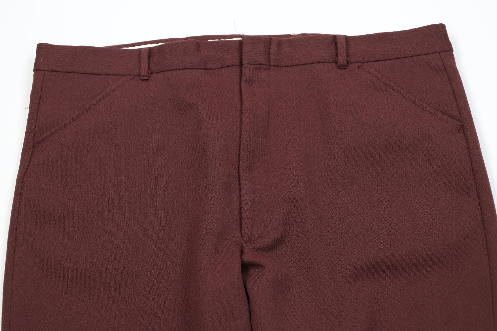 Vintage Vintage 70s Streetwear Wide Leg Chino Pants Burgundy USA Size US 40 / EU 56 - 2 Thumbnail