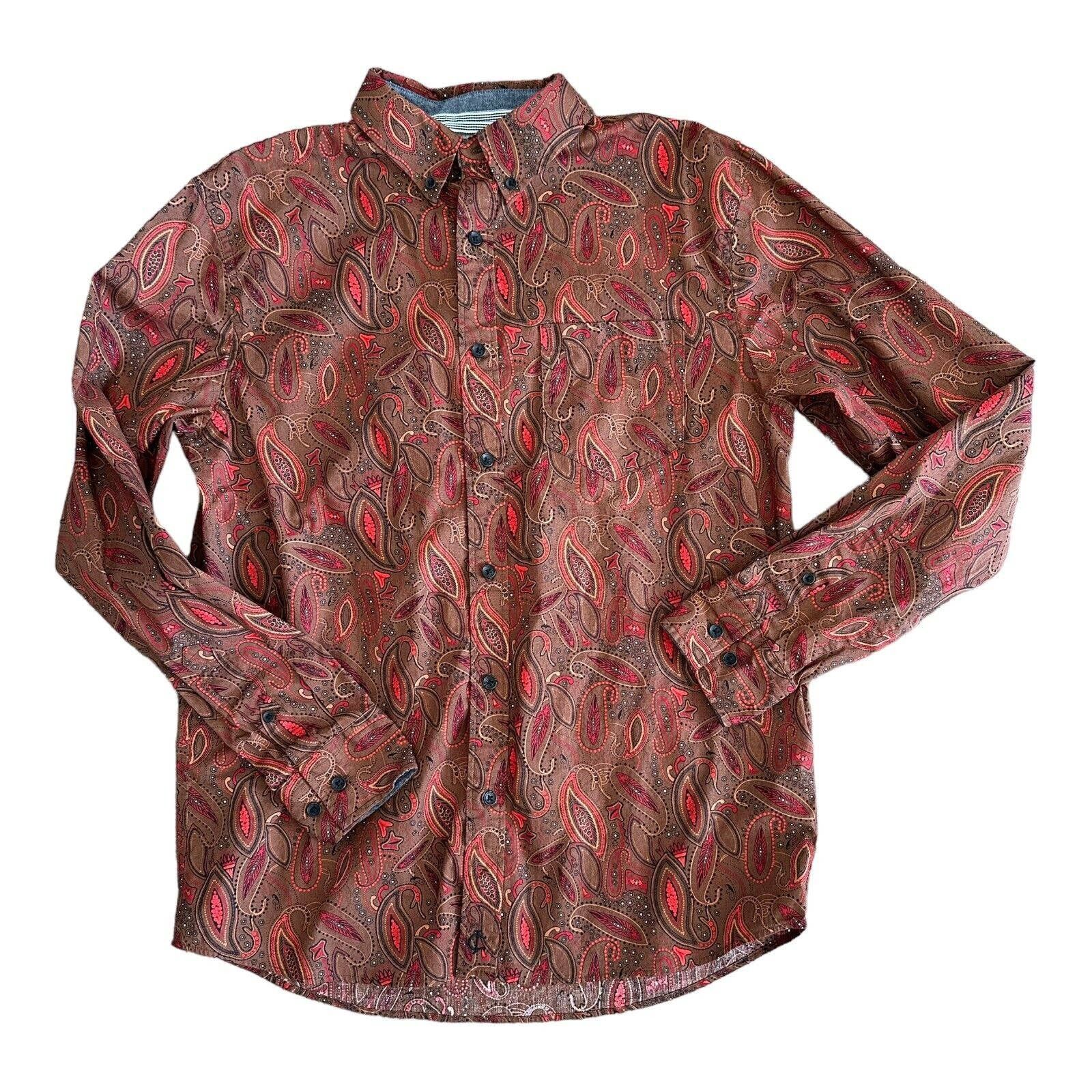 Cody James Cody James Western Brown Red Paisley ButtonUp Shirt M Grailed