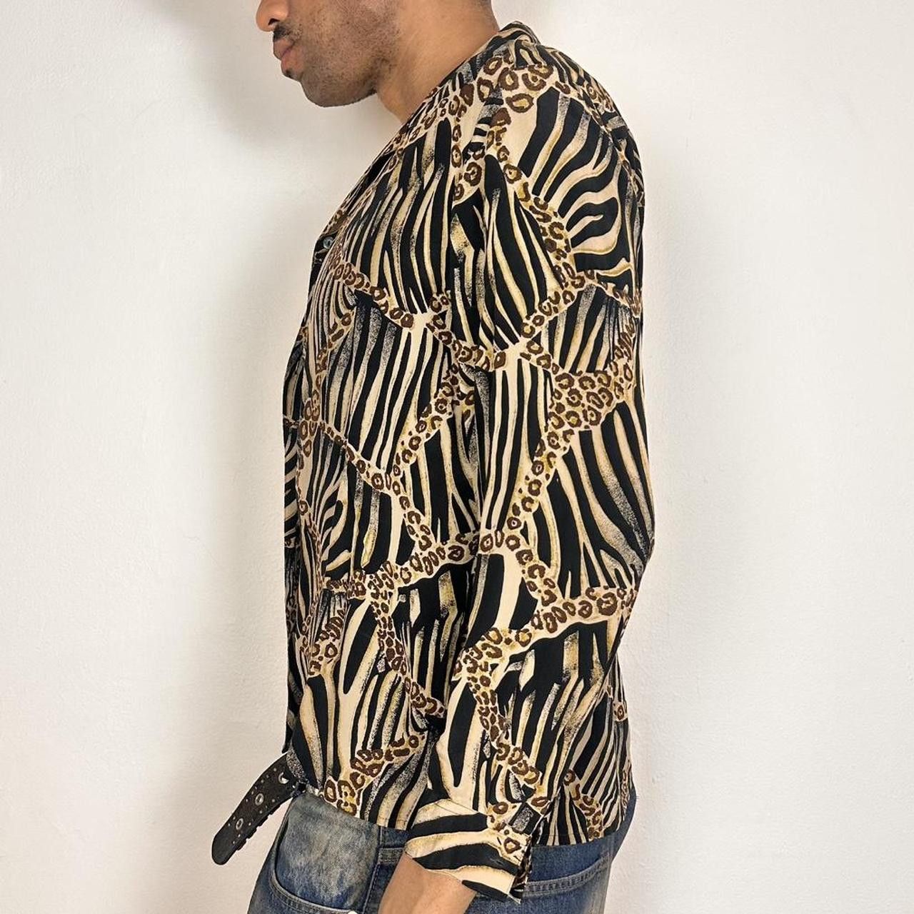 Other Vintage Black Animal Print Silk Shirt - Large Size L / US 10 / IT 46 - 4 Thumbnail