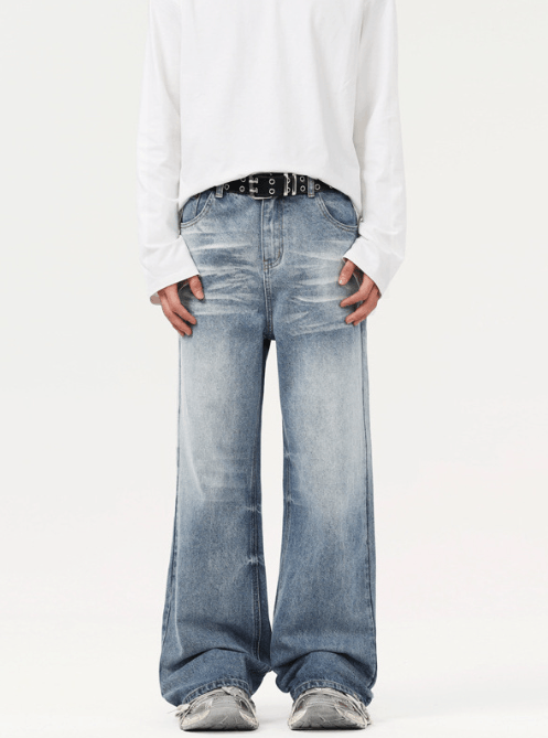 Japanese Brand Vintage washed wide-leg blue trendy loose bootcut jeans Size US 32 / EU 48 - 1 Thumbnail