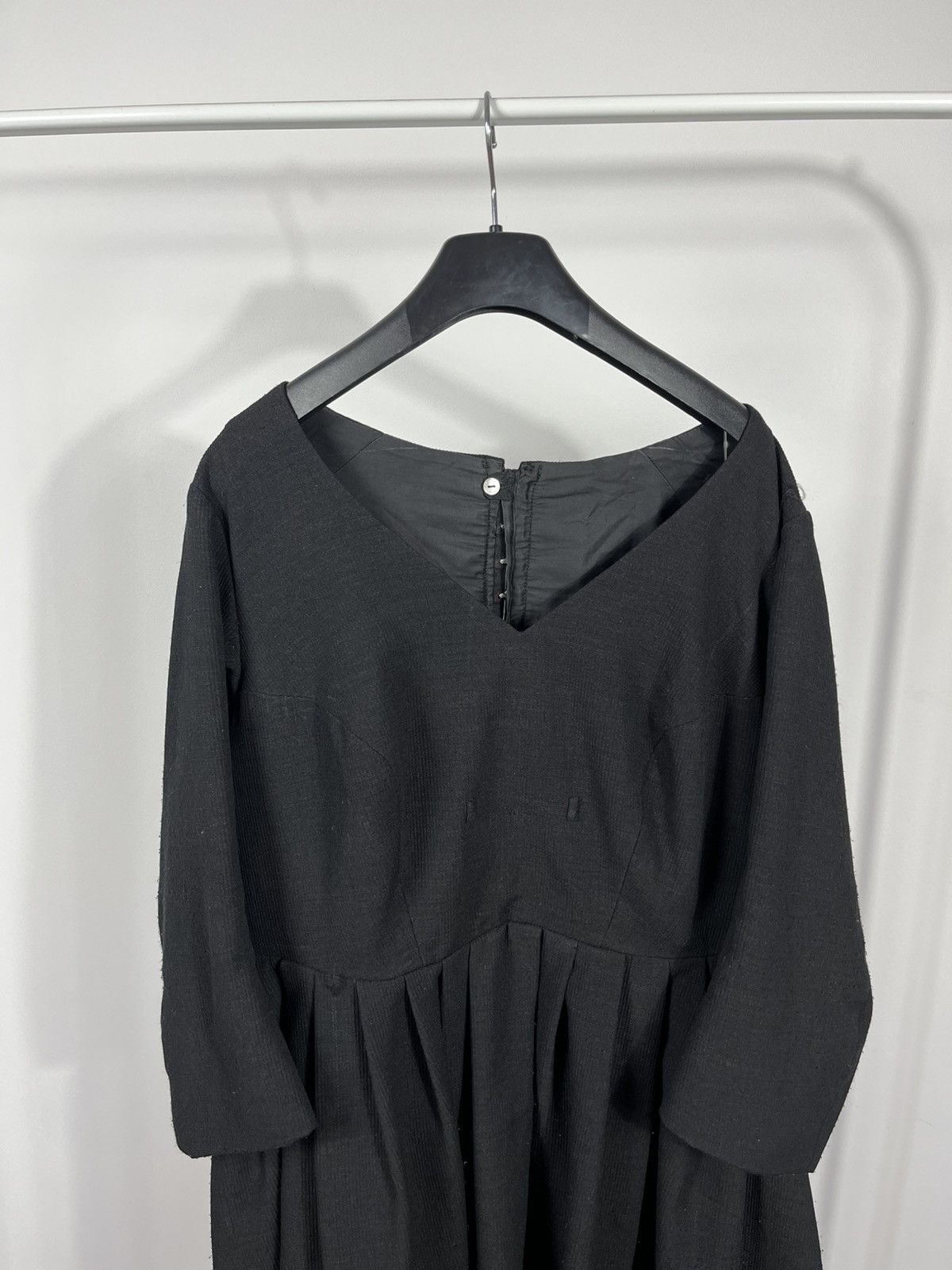 Vintage Rare Antique Black Pleated Dress With Hooks & Lining Size L / US 10 / IT 46 - 2 Thumbnail