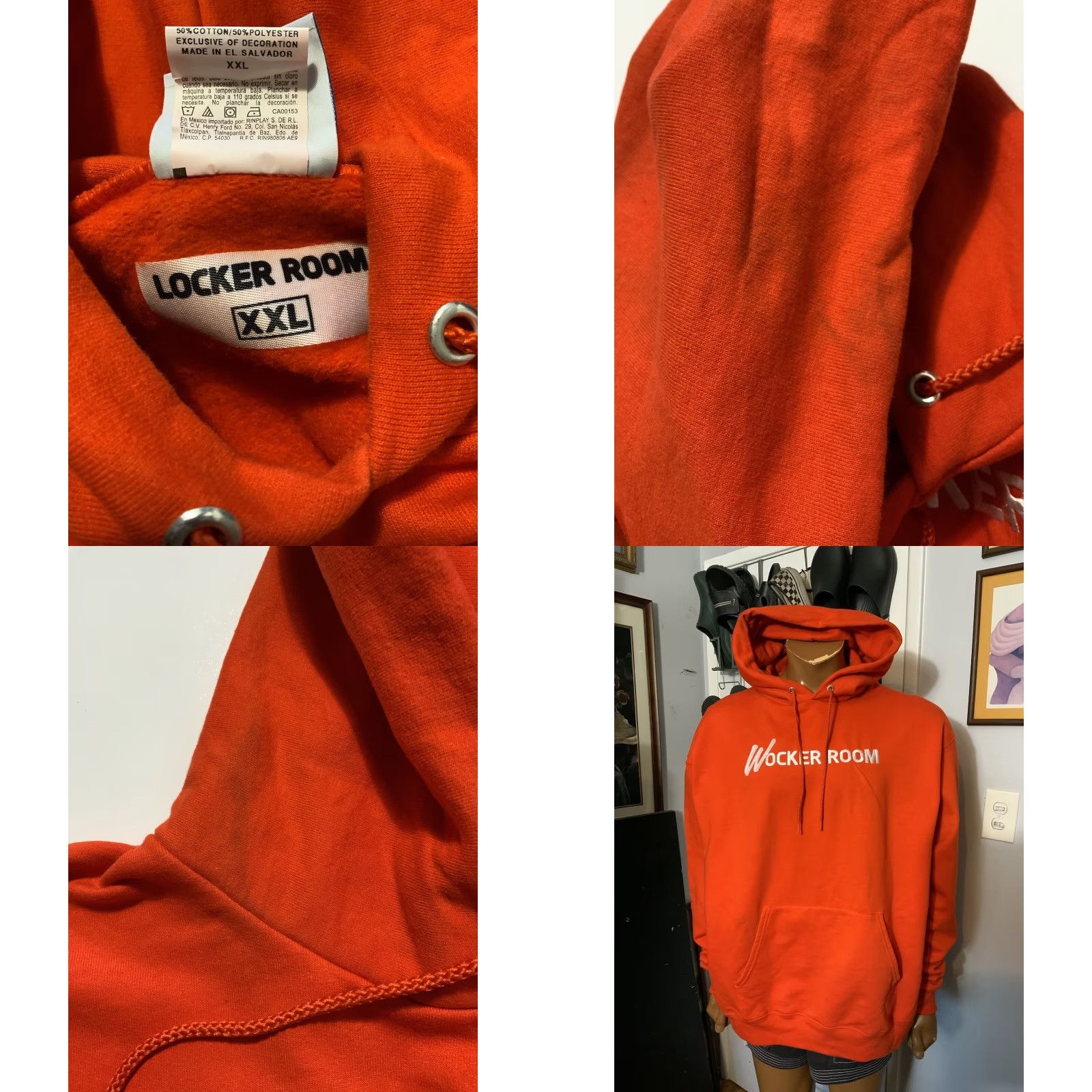 Champion VINTAGE Champion Hoodie Men's Orange 2XL Locker Room Wocker Room Wock Lean Double Cup Pullover 58 Chest 31 Shoulder to Hem Size US XXL / EU 58 / 5 - 8 Thumbnail