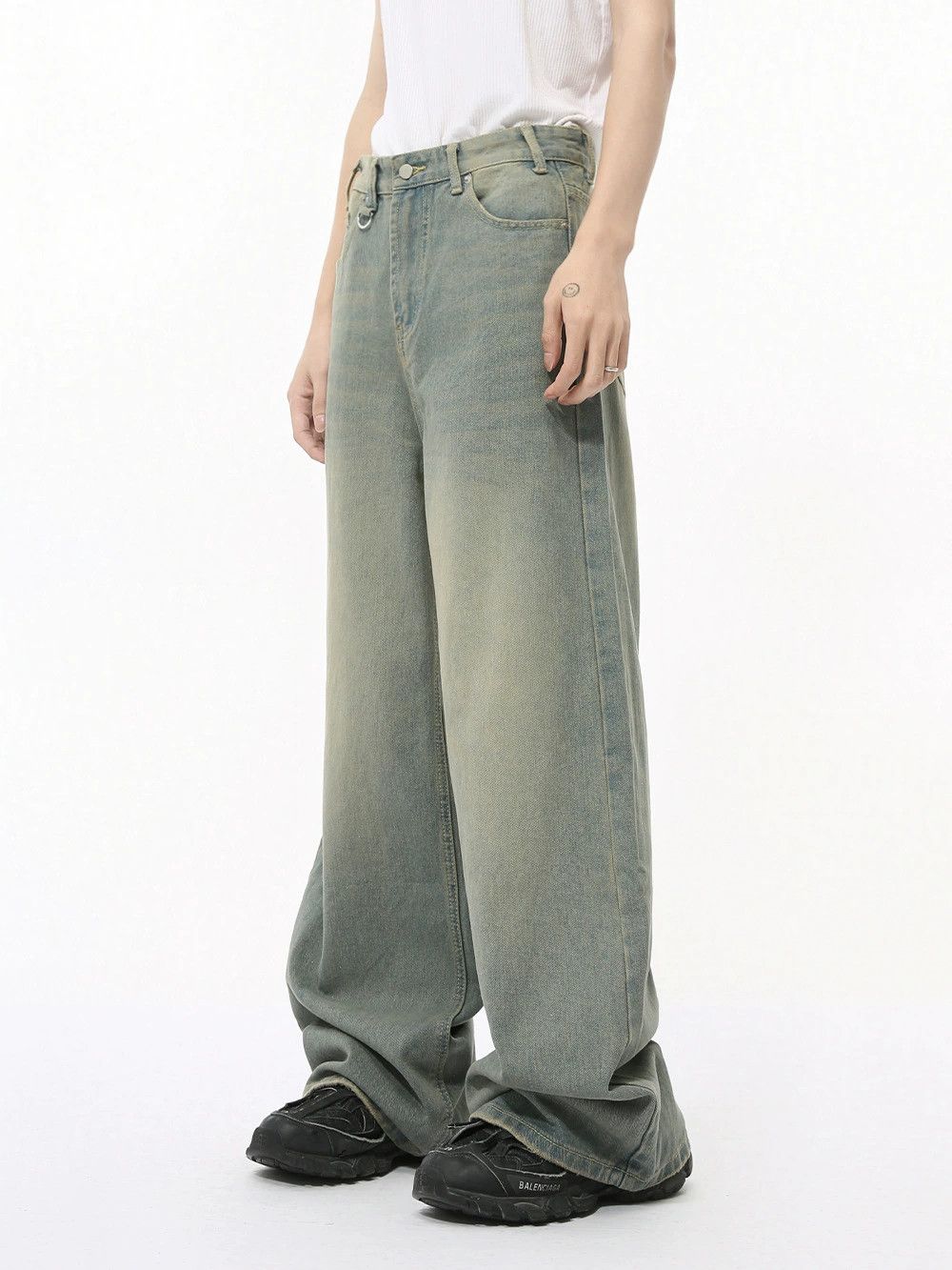 Jean Men's retro straight wide-leg loose jeans Size US 32 / EU 48 - 3 Thumbnail