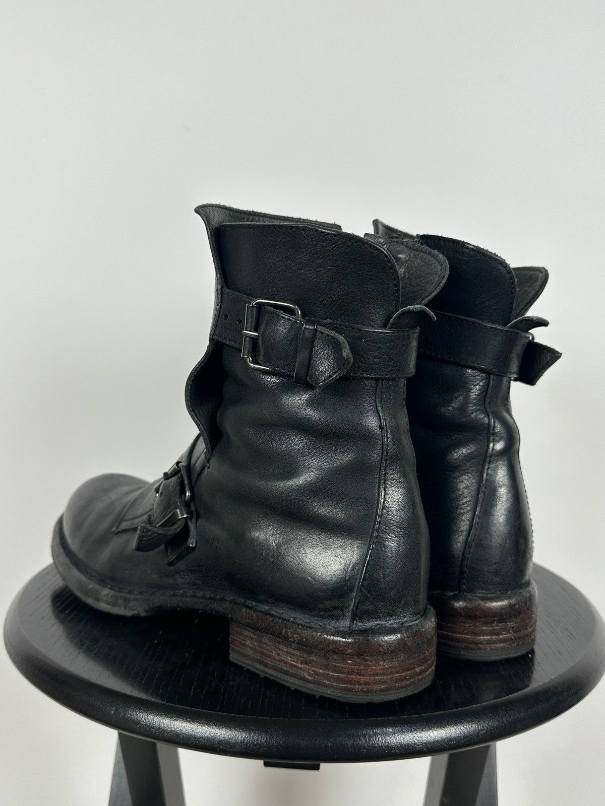 MoMA MoMA Black Leather Buckle Ankle Biker Boots Size US 10 / IT 40 - 4 Thumbnail