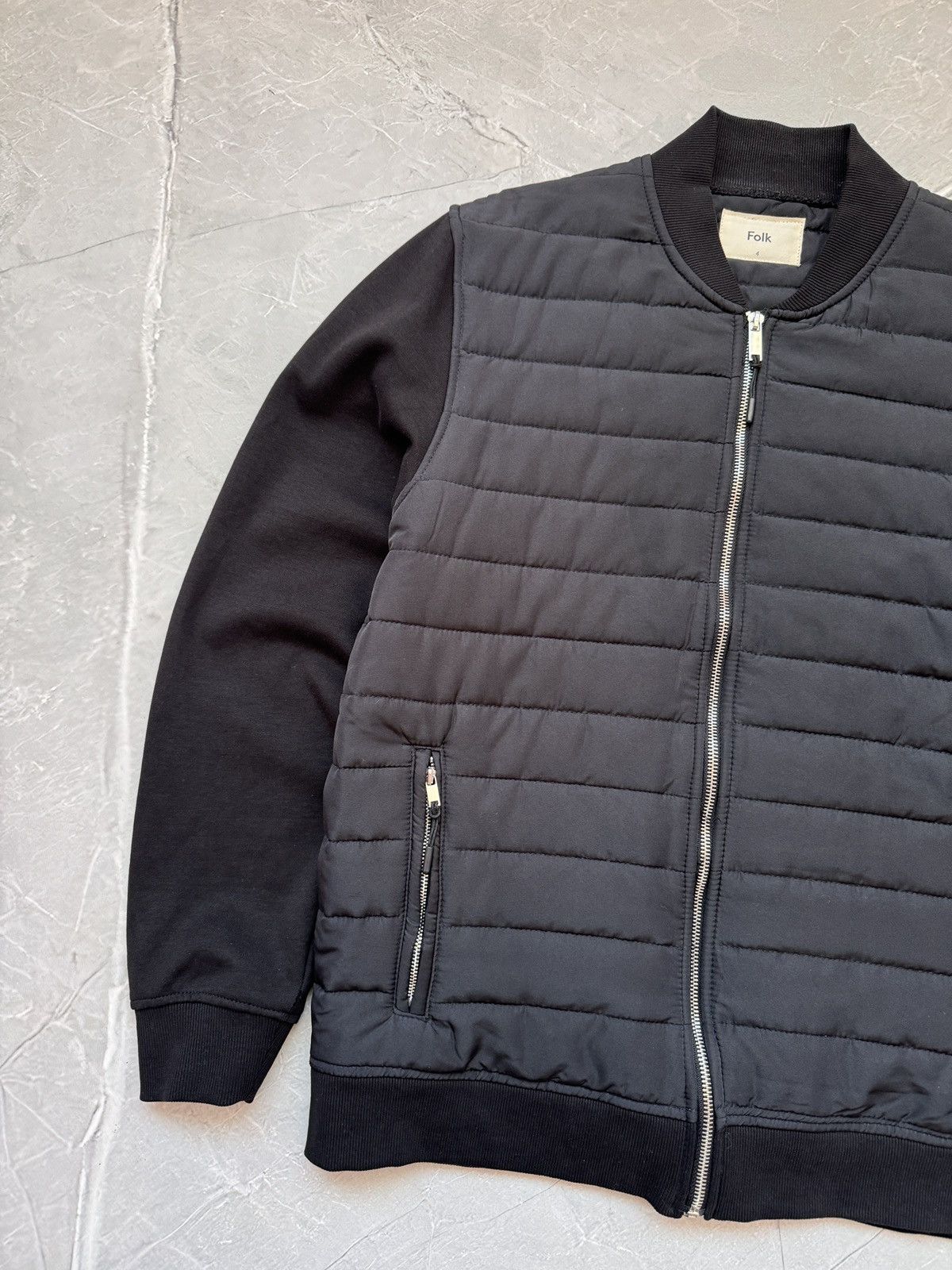 Folk Folk Nylon Cotton Quilted Light Bomber Jacket Black Size US L / EU 52-54 / 3 - 3 Thumbnail
