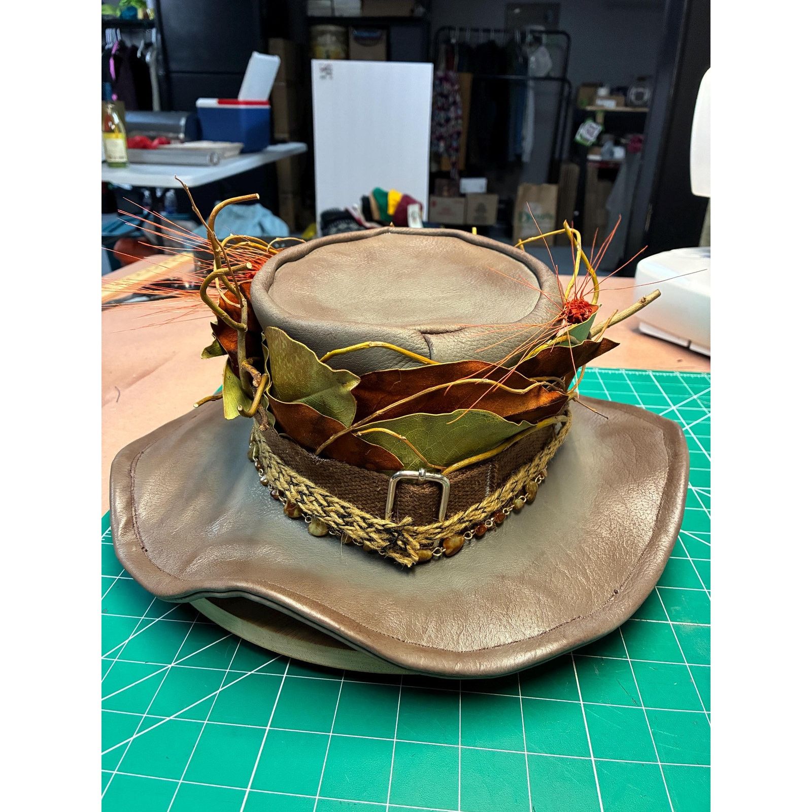 Other Handcrafted leather woodland wide brim hat – SaintArtPhilly Size ONE SIZE - 1 Thumbnail