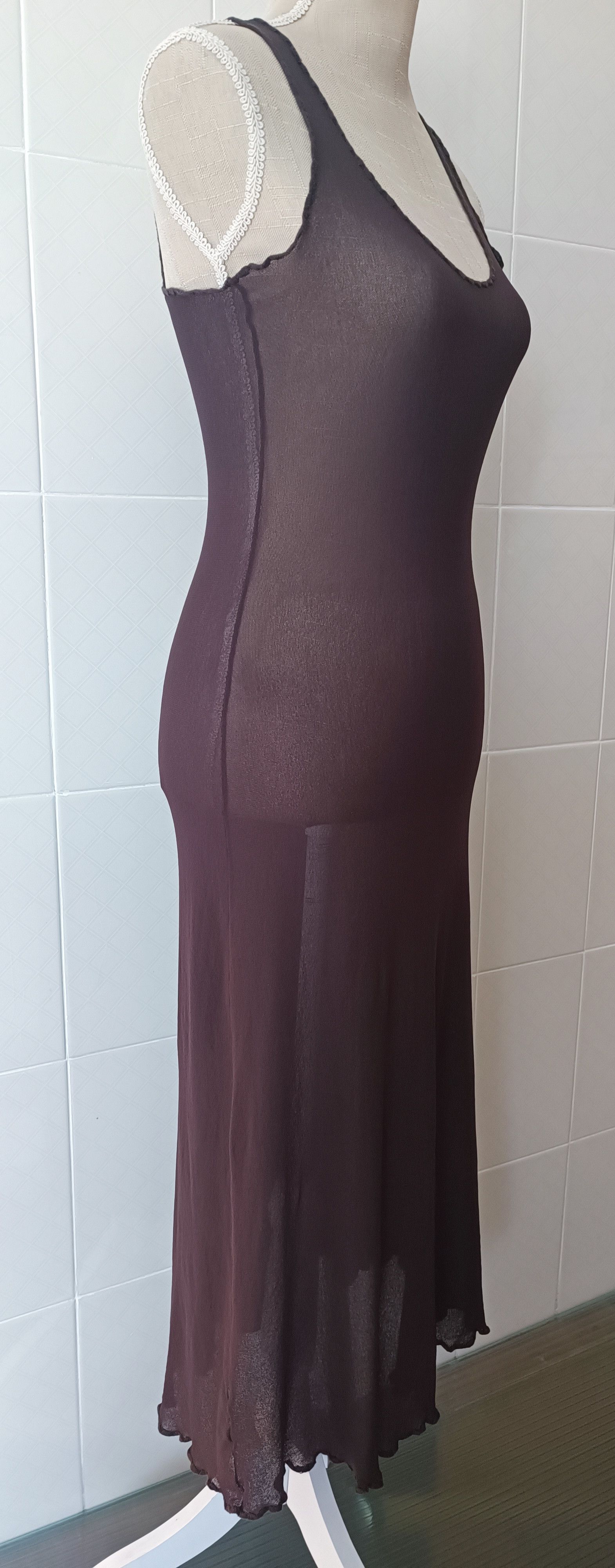 Jean Paul Gaultier 90's - Brown maxi mesh dress with embroidery Size M / US 6-8 / IT 42-44 - 7 Thumbnail