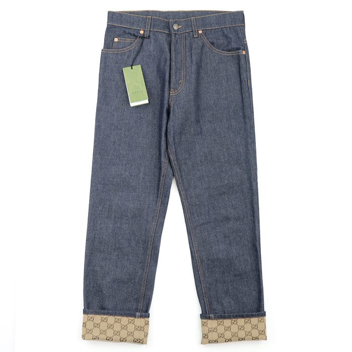 image of Gucci Reversible Edge Canvas Jeans in Indigo, Men's (Size 30)