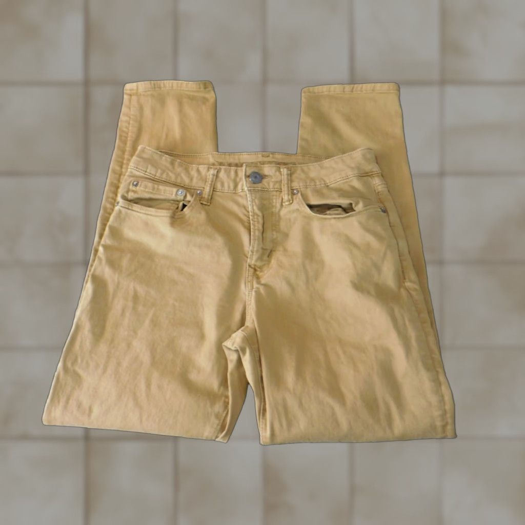 American Eagle Outfitters American Eagle Outfitters Pants Mens 29x27 Beige Slim Straight Chino canvas Cotton Flat Front Zipper Casual | 29 | Beige | Men | Regular | Pants Size US 29 - 1 Thumbnail