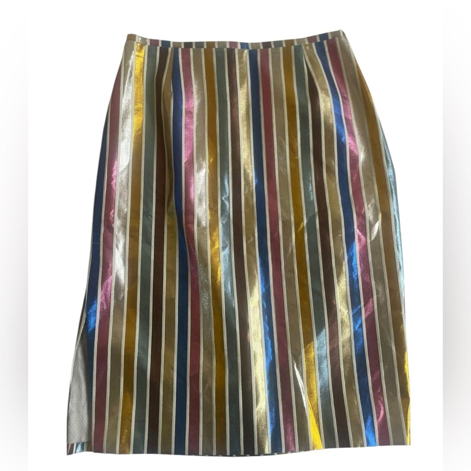 Other DMN Demain Paris Metallic Multicolor Striped Pencil Skirt Size 27" / US 4 / IT 40 - 2 Thumbnail
