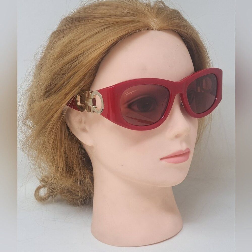 Salvatore Ferragamo NWOT Salvatore Ferragamo Women's Sunglasses Red Gold Logo S Size ONE SIZE - 2 Thumbnail