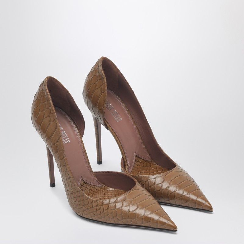 Paris Texas Paris Texas Vera 105 Coffee-Colored Leather Pumps With Python-Effect Size US 9.5 / IT 39.5 - 1 Thumbnail