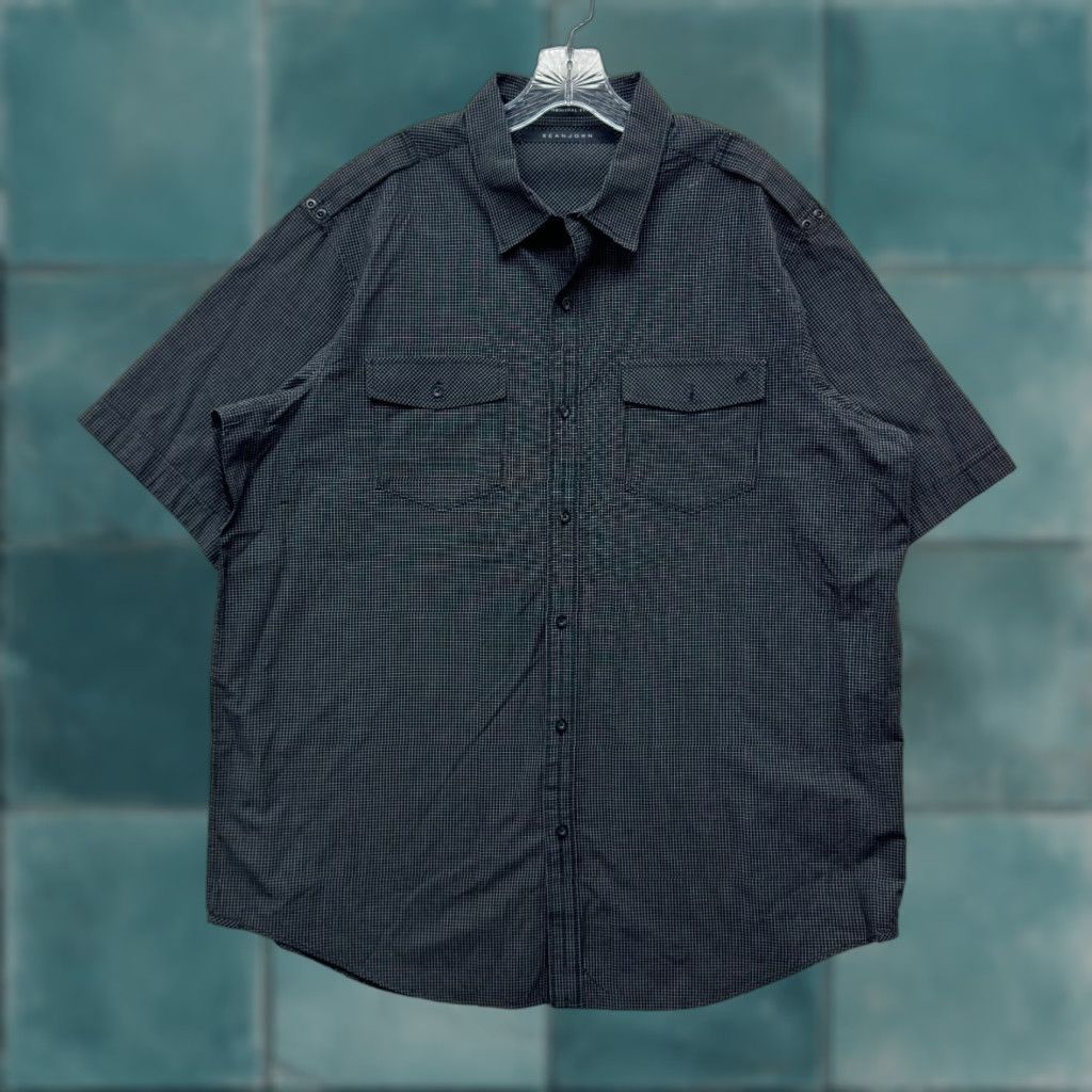 Sean John Sean John Button Down Shirt XXL 2XL Mens Black Plaid Pattern Short Sleeve Grid Button-Up Shirt Size US XXL / EU 58 / 5 - 1 Thumbnail