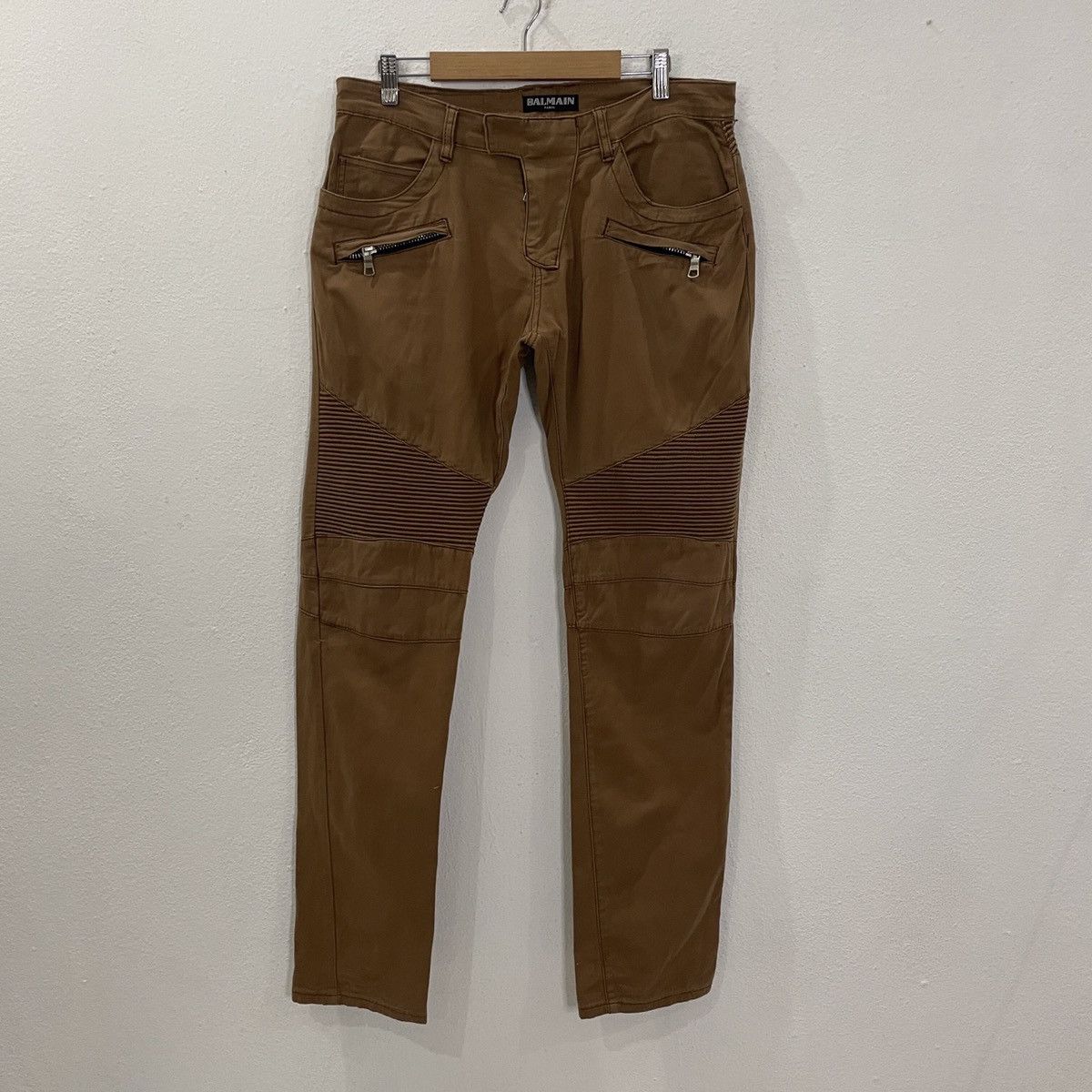 image of Pierre Balmain Vintage Balmain Paris Biker Pants in Brown, Men's (Size 34)