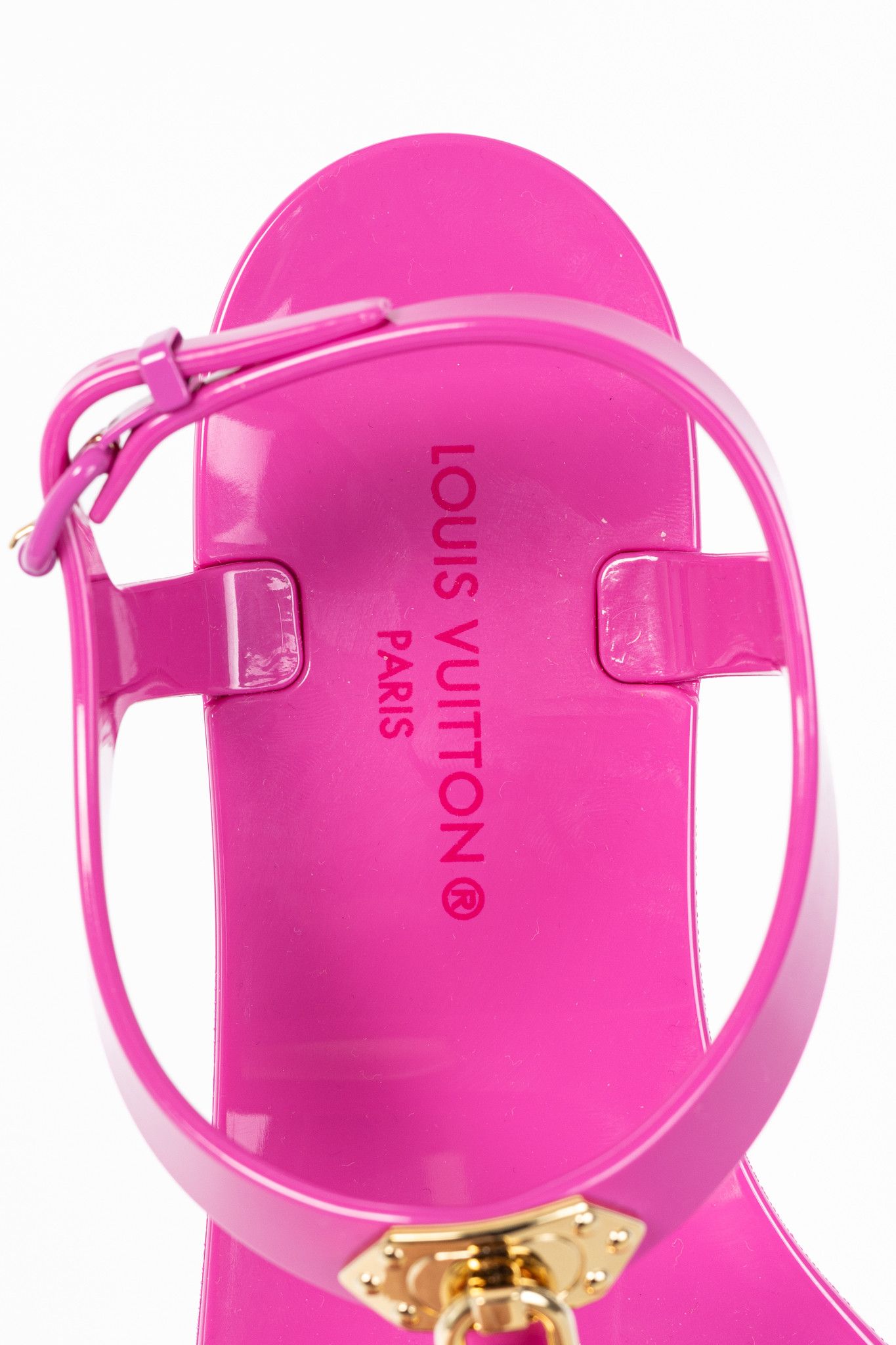 Louis Vuitton Louis Vuitton Bikini Magenta Flat Padlock Thong Sandals Size US 8.5 / IT 38.5 - 11 Thumbnail