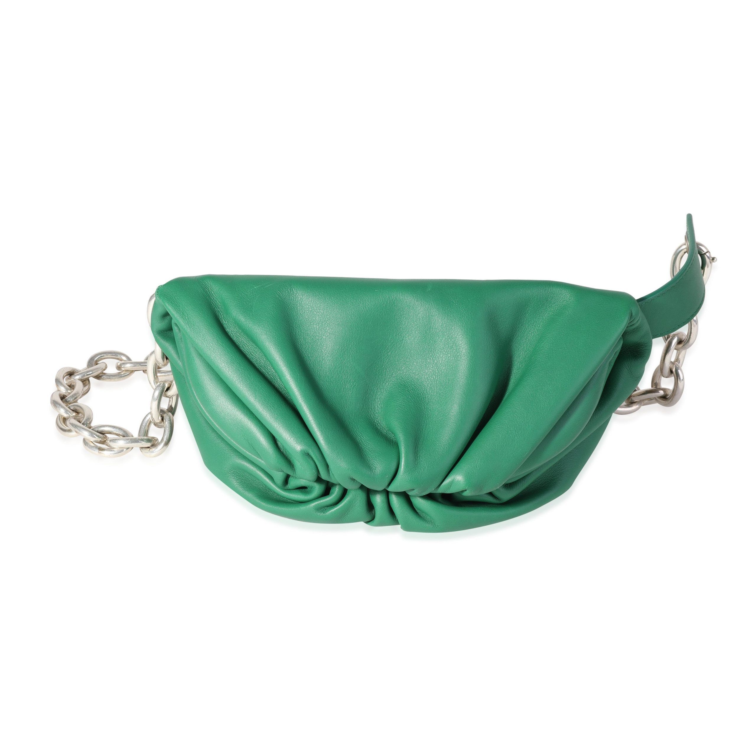image of Bottega Veneta Green Nappa Belt Chain Pouch, Women's