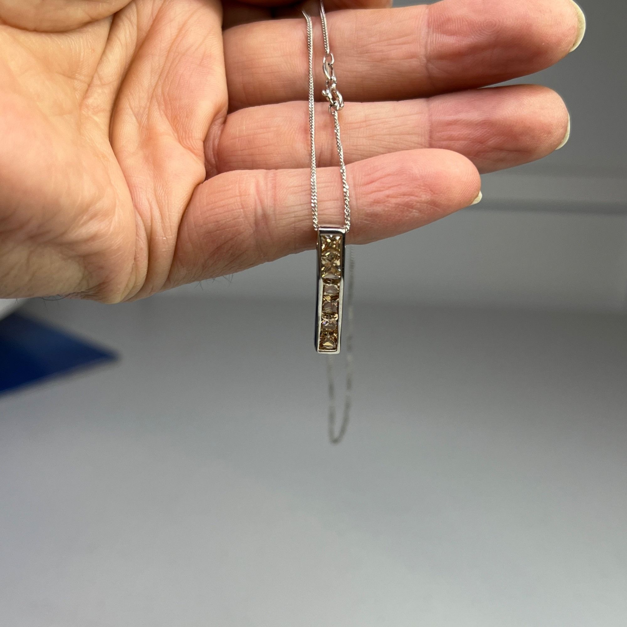 Designer Sterling Silver Women's Necklace With Yellow CZ Pendant, 18" Size ONE SIZE - 7 Thumbnail