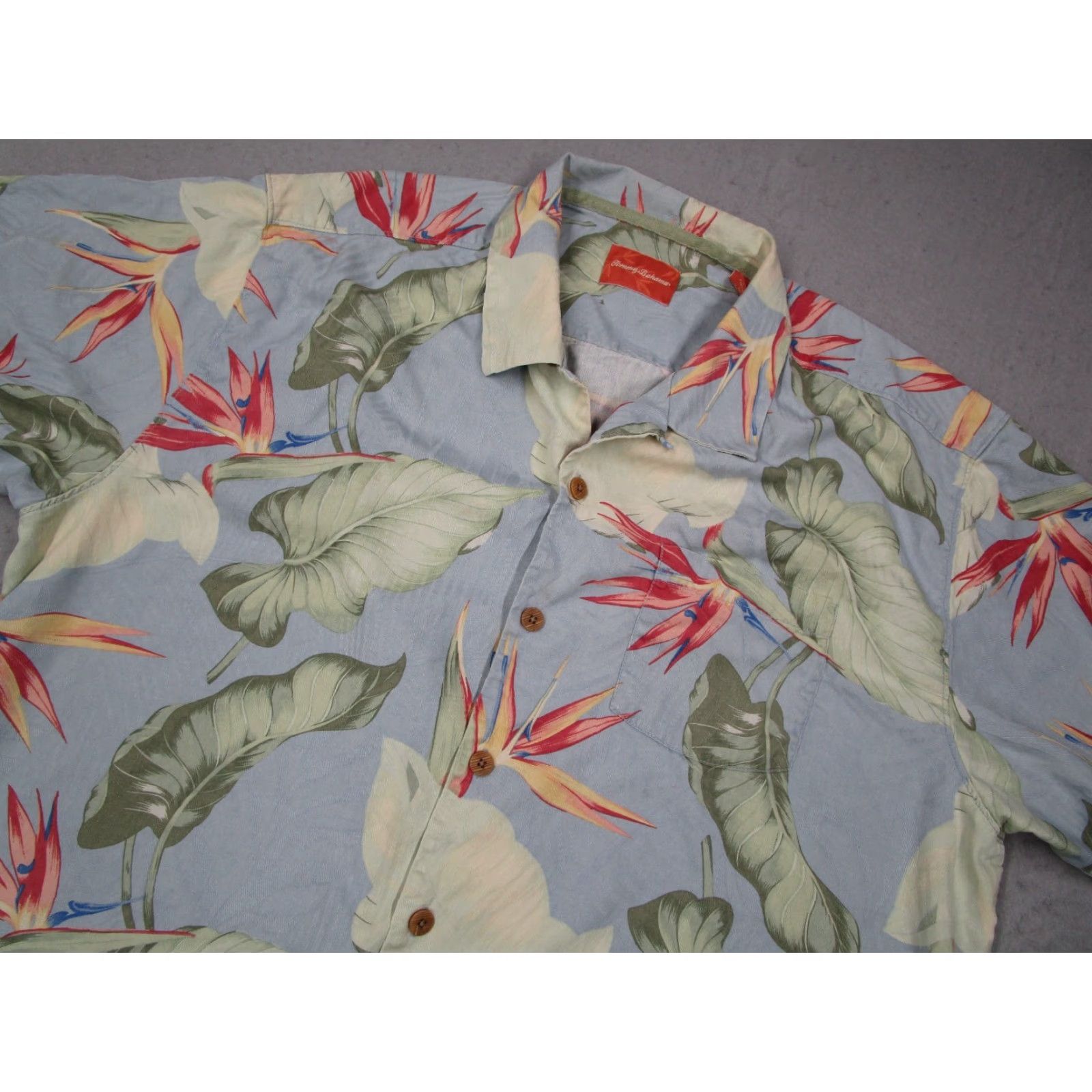 Tommy Bahama Tommy Bahama Shirt Men XL Blue Silk Bird of Paradise Loop Collar Button Up Short Sleeve Tiki Mens Size US XL / EU 56 / 4 - 2 Thumbnail