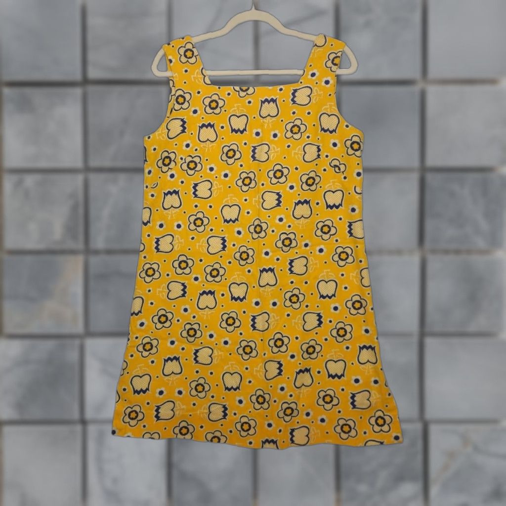 Vintage VINTAGE Dress Tulip Flower Tunic Boxy Mini Short Yellow 60s 70s Women Girls Mens Size S / US 4 / IT 40 - 1 Thumbnail