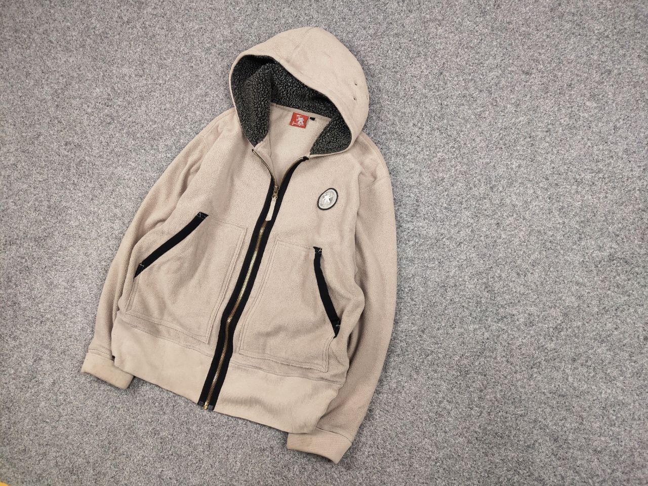 Gotcha Vintage 90's Gotcha Beige Fleece Zip Logo Pocket Hoodie Size US L / EU 52-54 / 3 - 3 Thumbnail