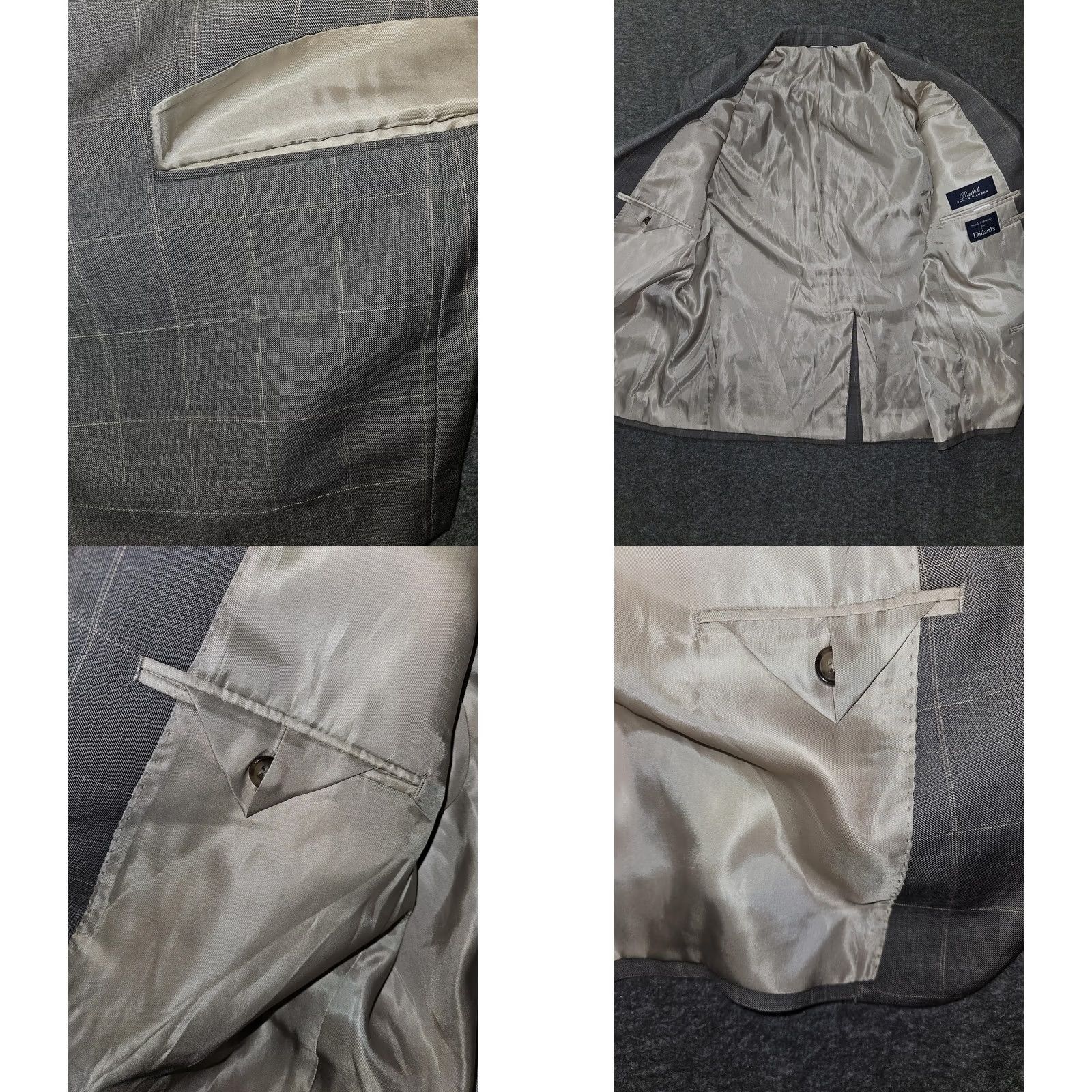 Ralph Lauren Ralph Lauren Blazer Mens 44S Gray Plaid Wool Jacket Dillard's Made in Canada Sport Coat Two-Button Notch Lapel Size 44R - 9 Thumbnail