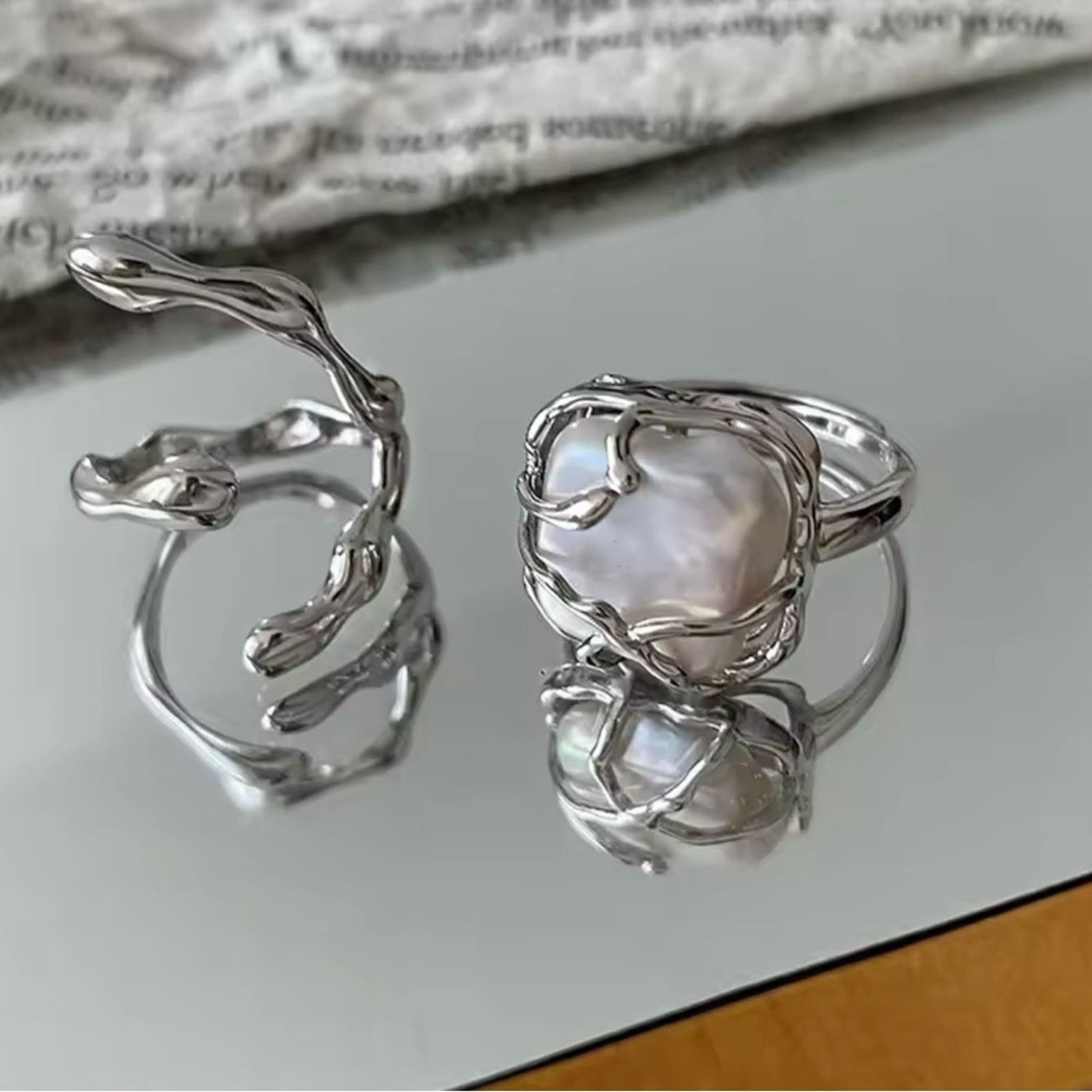 Other Rings Creative Simple Irregular Geometric Rings Silver 7-8 Size ONE SIZE - 4 Thumbnail