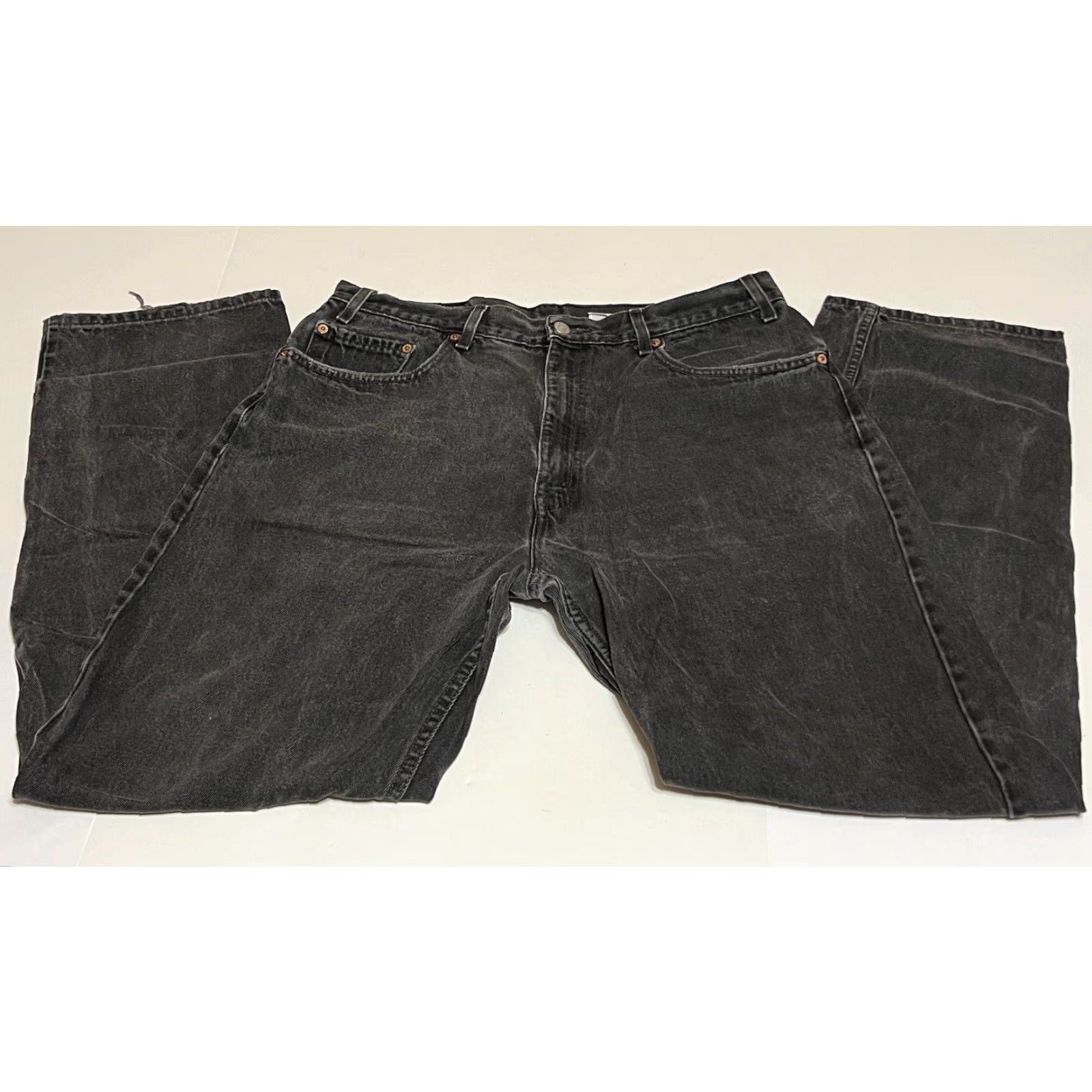 Levi's VINTAGE Levi's 505 Jeans Men's 36x31 Black Distressed 90s Grunge Straight Jeans Regular Mens Size US 36 / EU 52 - 2 Thumbnail