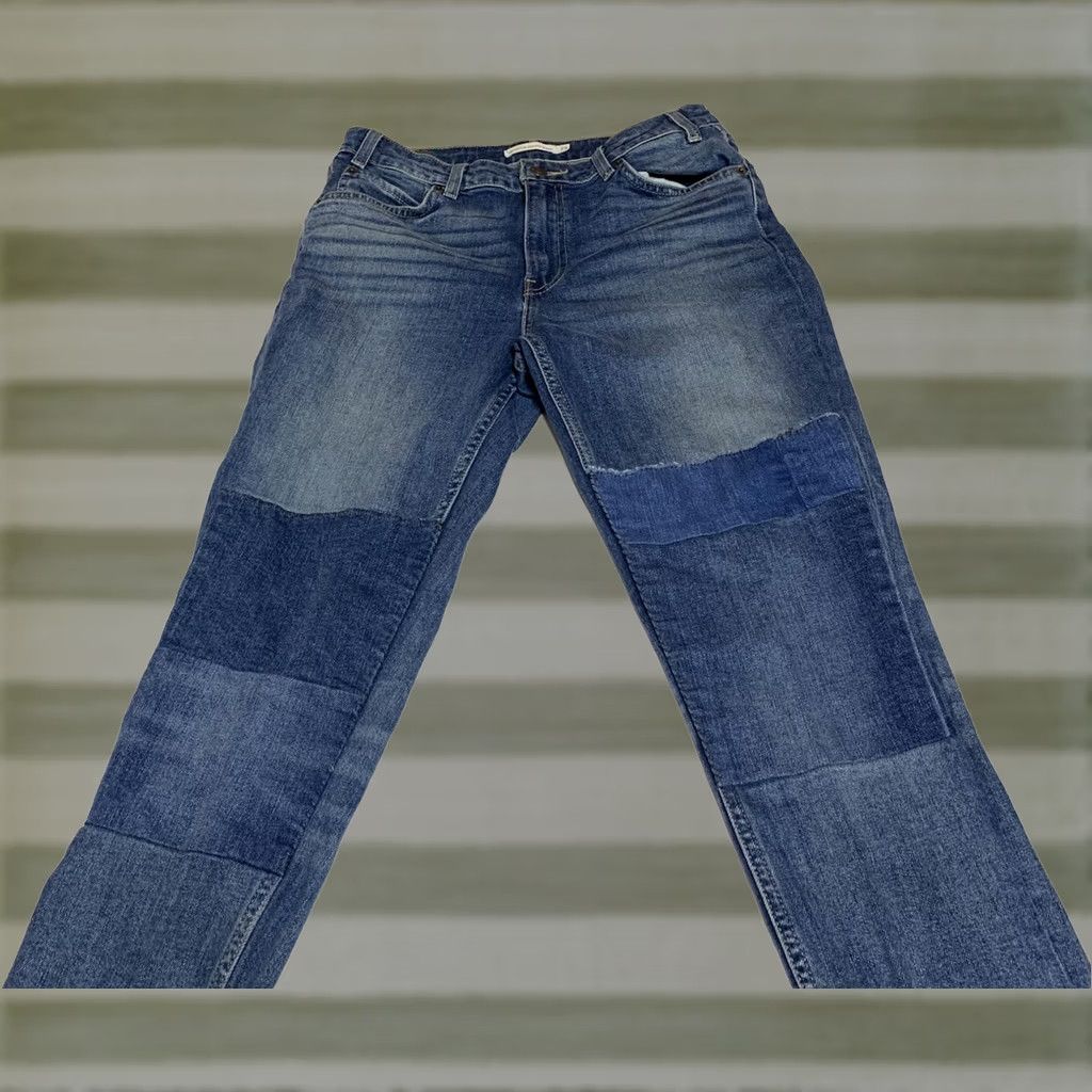 Levi's VINTAGE Levi’s 721 Skinny Patchwork Jean Womens 29x31 Blue Regular Stretch Pockets Denim Decade Classic Size 29" - 1 Thumbnail