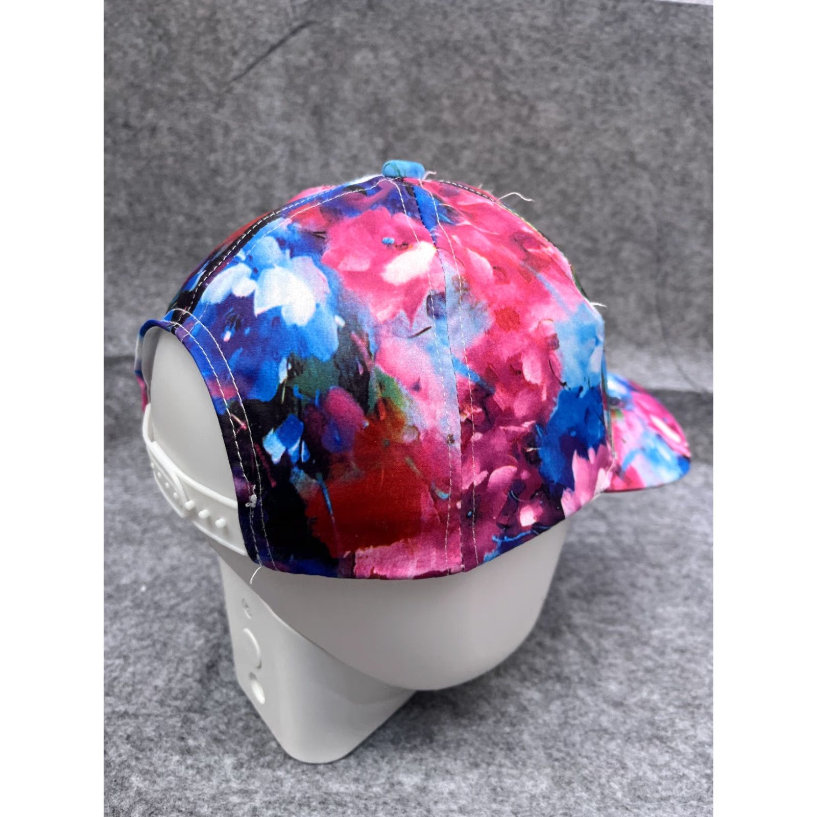 Vintage Hat Snap Back Womens One Size Blue Pink Floral 100% Polyester Outdoors Beach Cap Size ONE SIZE - 7 Thumbnail