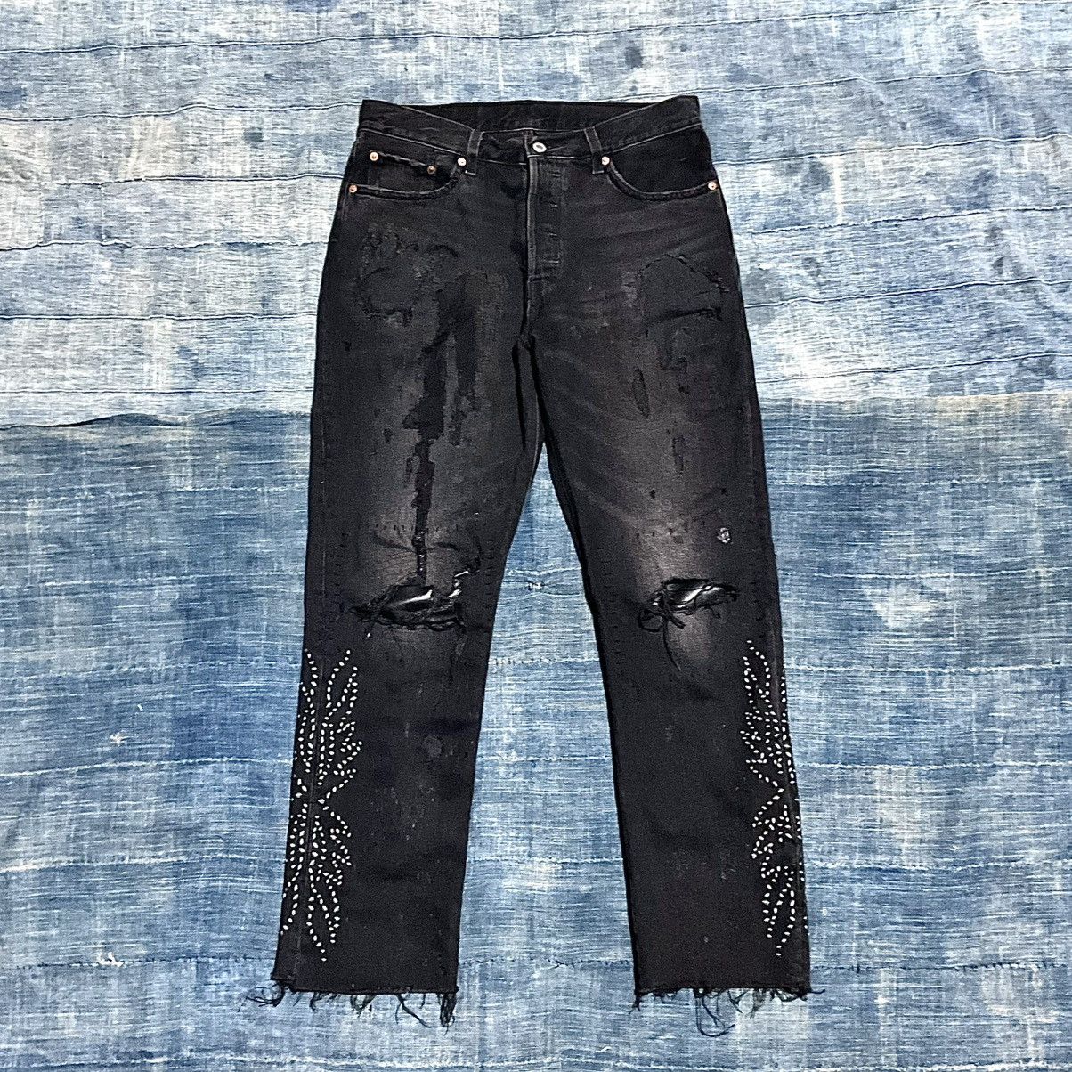 Levi's × Vintage Repaired Acid Destroyed Levi’s Studded Jeans Size US 32 / EU 48 - 1 Thumbnail