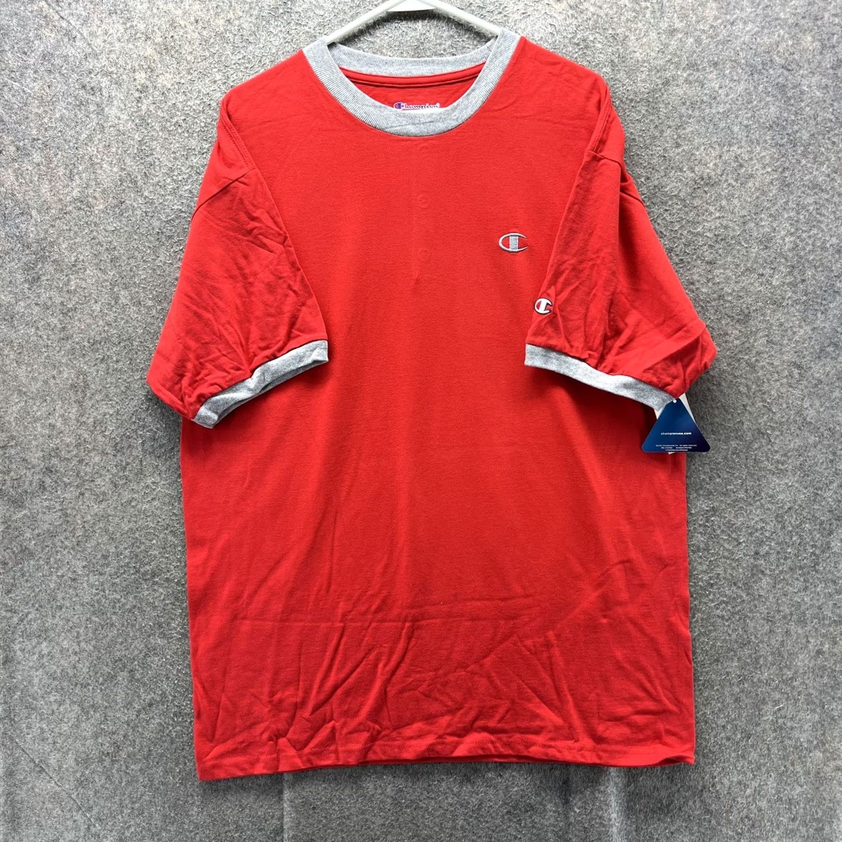 Champion Champion Shirt Mens Large Red Ringer Tee C Logo Embroidered Tagless Short Sleeve Crew Neck L Mens Size US L / EU 52-54 / 3 - 2 Thumbnail