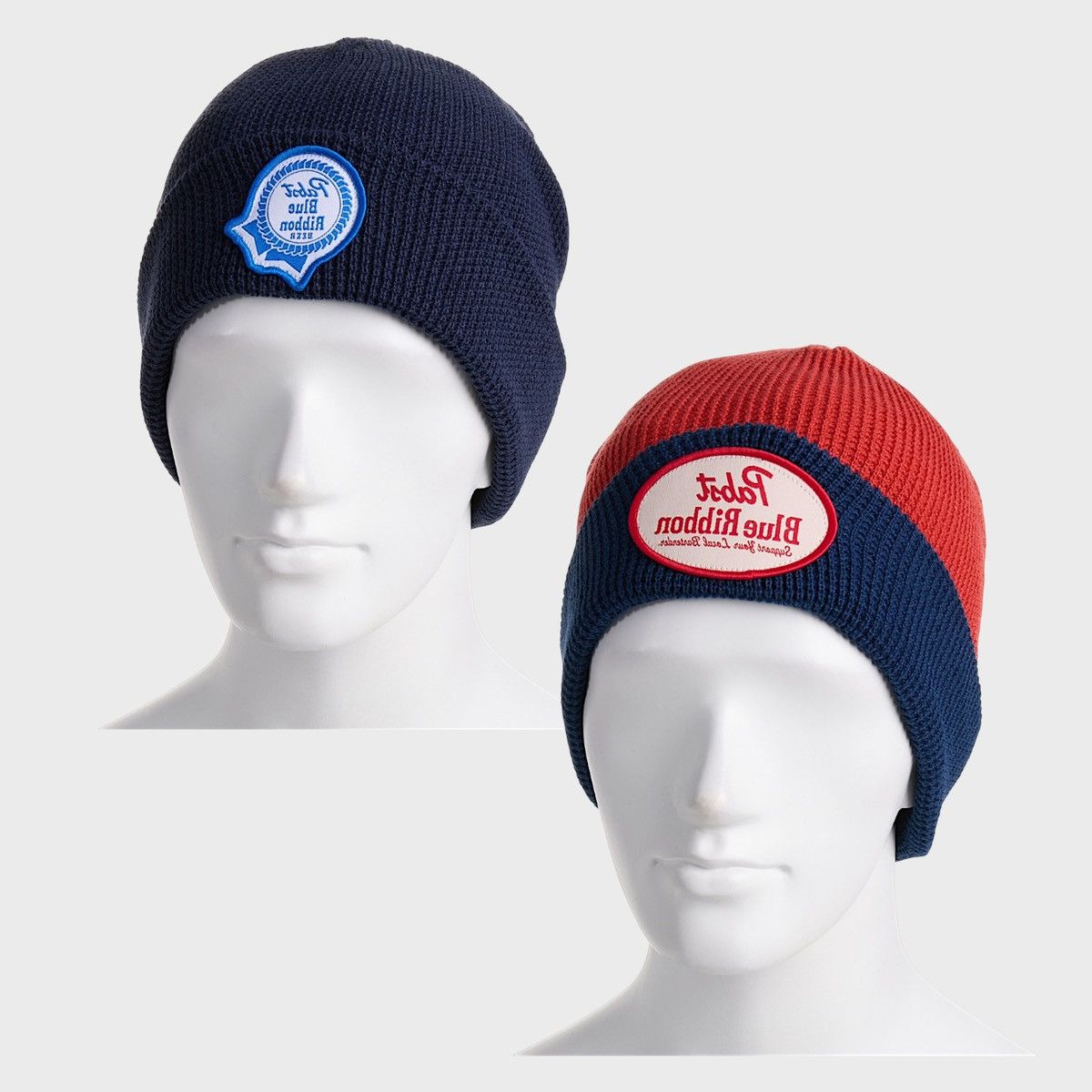 Mad Engine 2 pack Mad Engine Double Ribbon Red Blue Beanies Sz OS Size ONE SIZE - 2 Thumbnail