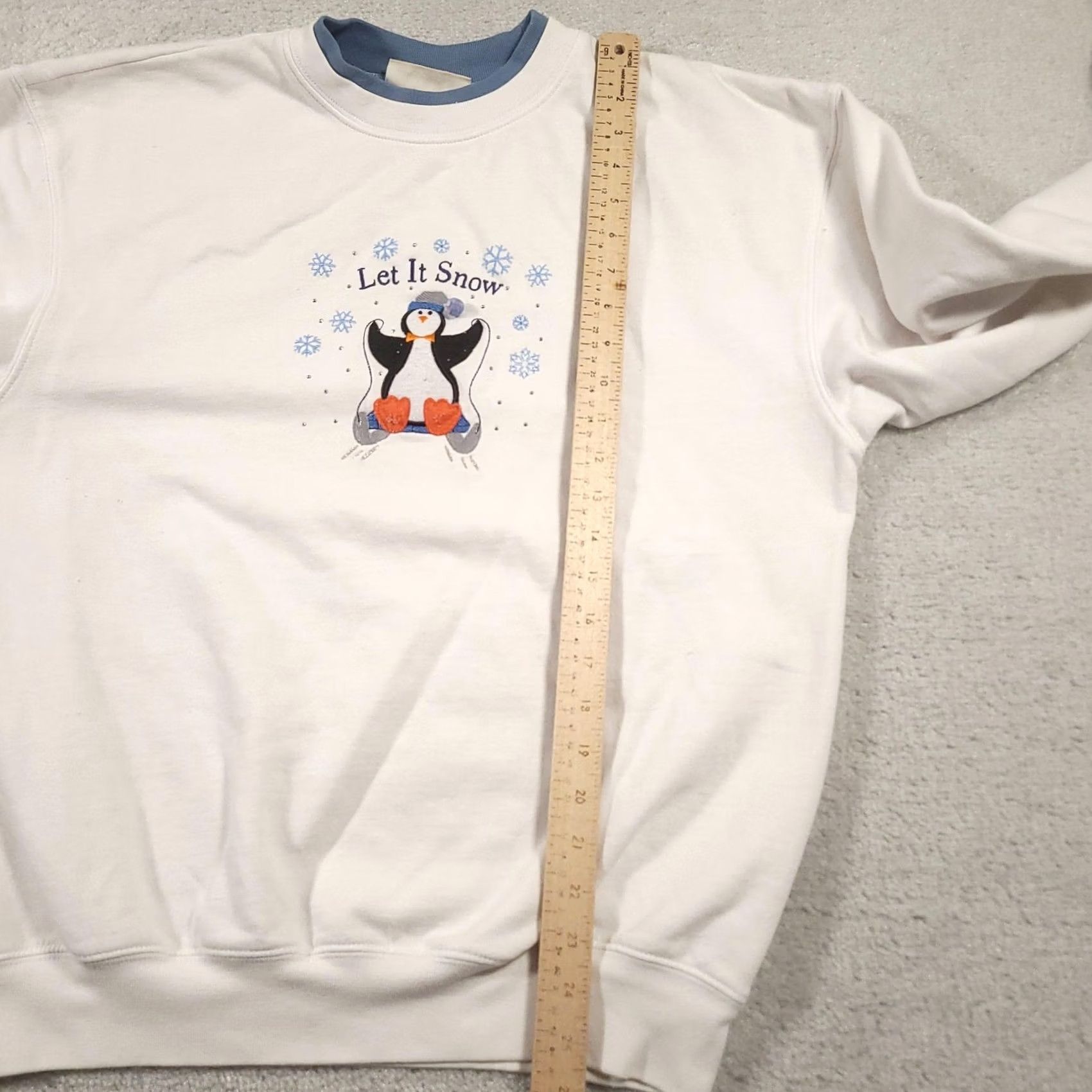 Vintage Let It Snow Penguin Sweatshirt Womens L White Crewneck MC Sportswear Winter Size L / US 10 / IT 46 - 6 Thumbnail