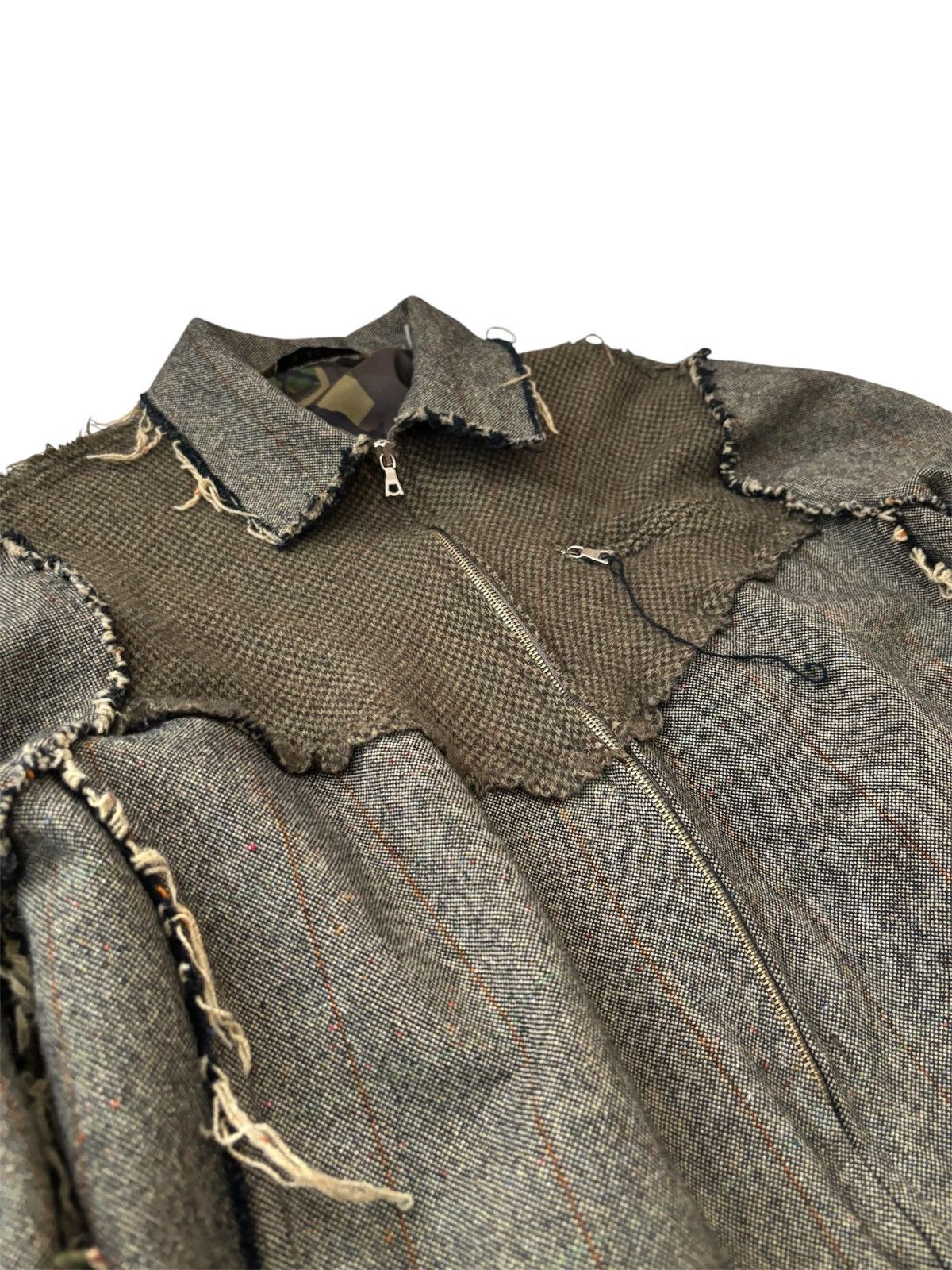 Oliver Spencer Oliver Spencer Distressed Wool Panel Zip Jacket Size US S / EU 44-46 / 1 - 3 Thumbnail