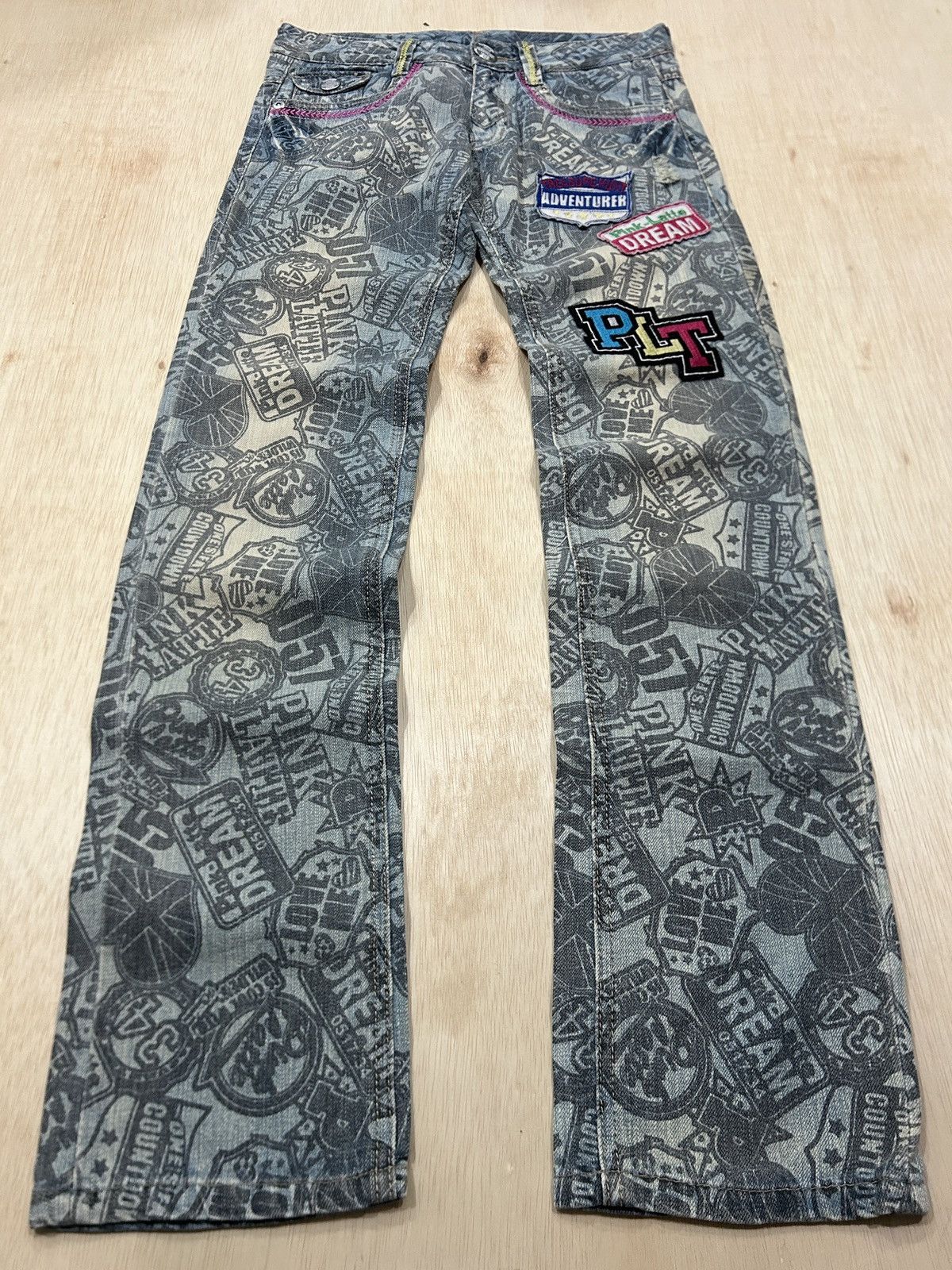 Japanese Brand Vintage Pink Latte Full Printed Jeans Size US 30 / EU 46 - 4 Thumbnail