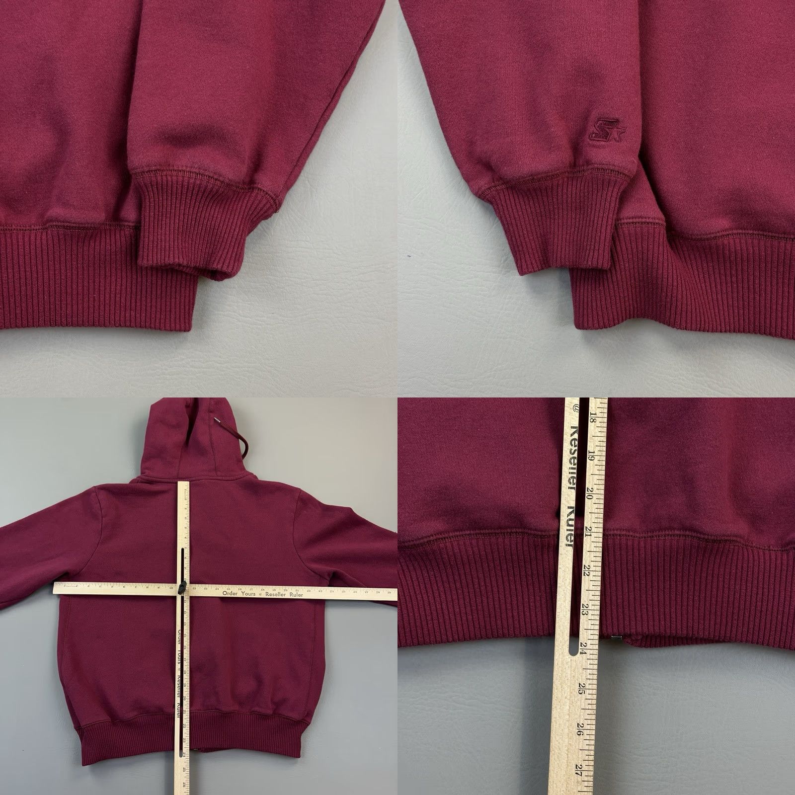 Starter VINTAGE Starter Hoodie Mens Large Burgundy Full Zip Embroidered Logos Y2K Size US L / EU 52-54 / 3 - 9 Thumbnail