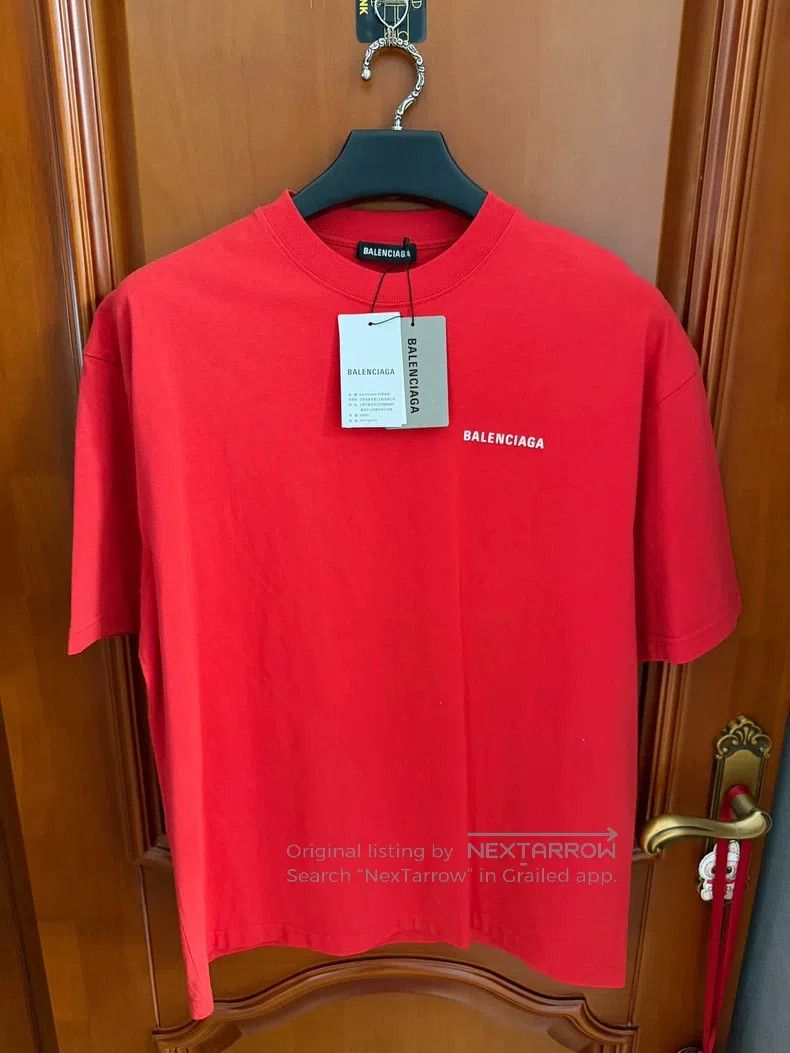 Balenciaga Balenciaga Red Front-Back Logo Short Sleeve T-Shirt Size US S / EU 44-46 / 1 - 1 Thumbnail