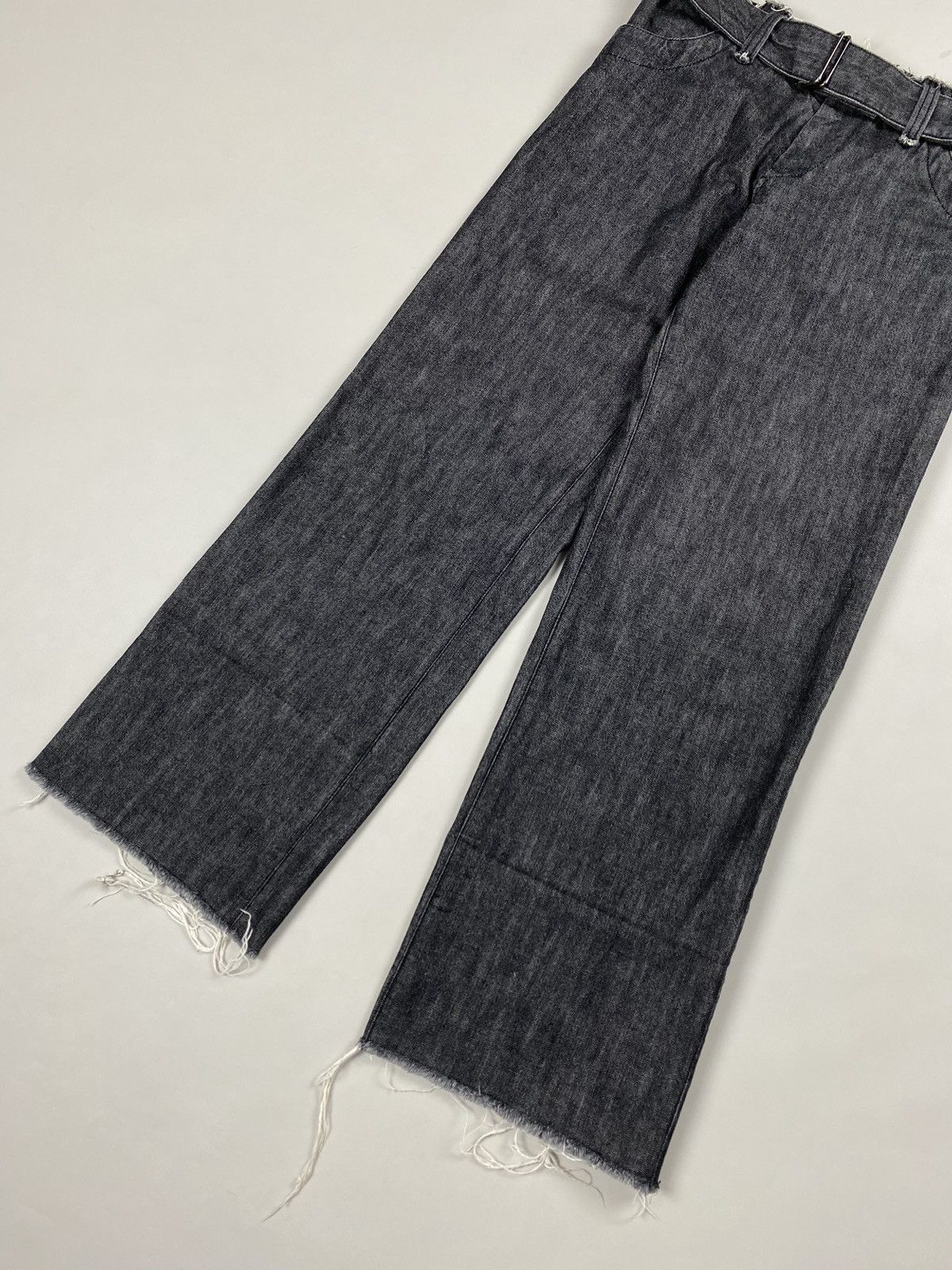Yohji Yamamoto Yohji Yamamoto Femme Belted Wide Leg Low Rise Cut Jeans Size 26" / US 2 / IT 38 - 5 Thumbnail
