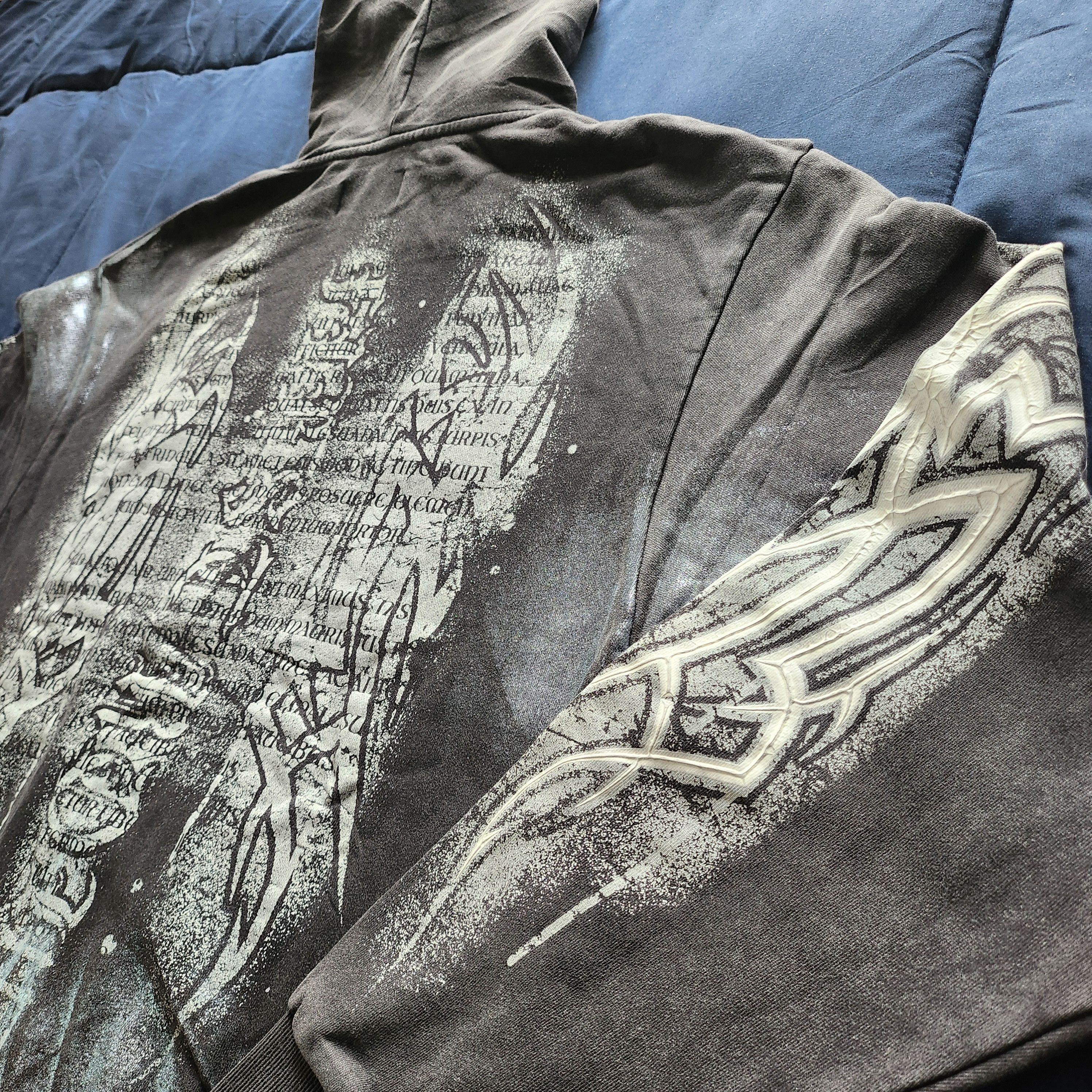 Other First Row Metallic Script Spray-Wash Zip-Up Hoodie Dark Grey Size US L / EU 52-54 / 3 - 4 Thumbnail
