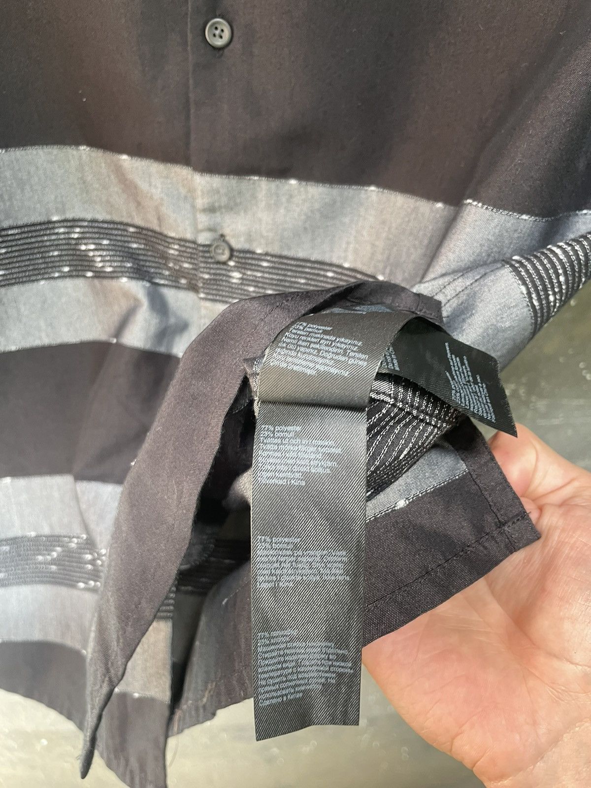 Allsaints AllSaints Gabon Grey Black Stripe SS Shirt Up Short Sleeve Size US S / EU 44-46 / 1 - 9 Thumbnail