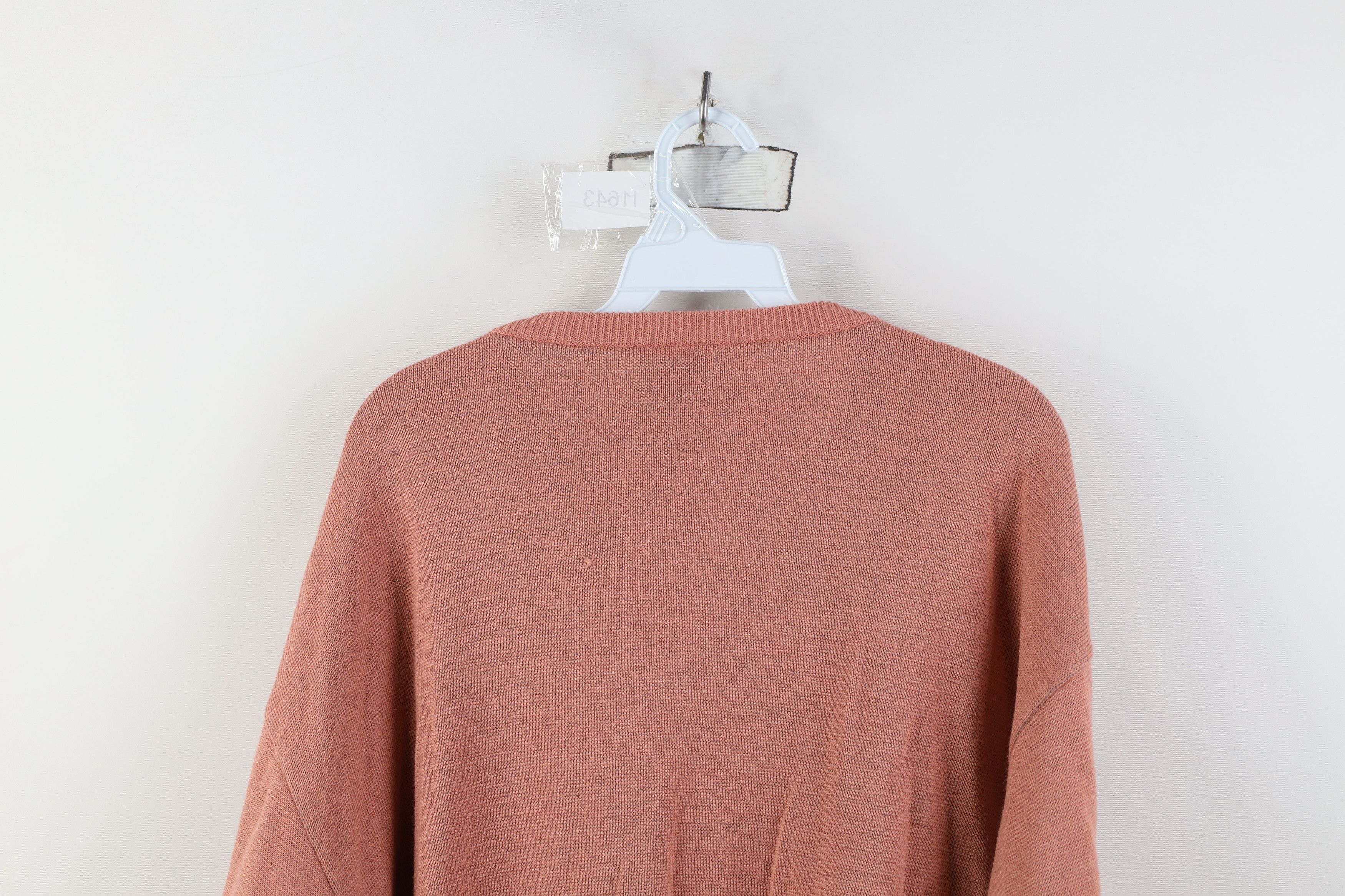 Vintage Vintage 90s Streetwear Wool Blend Knit V-Neck Sweater Pink Size US L / EU 52-54 / 3 - 13 Thumbnail