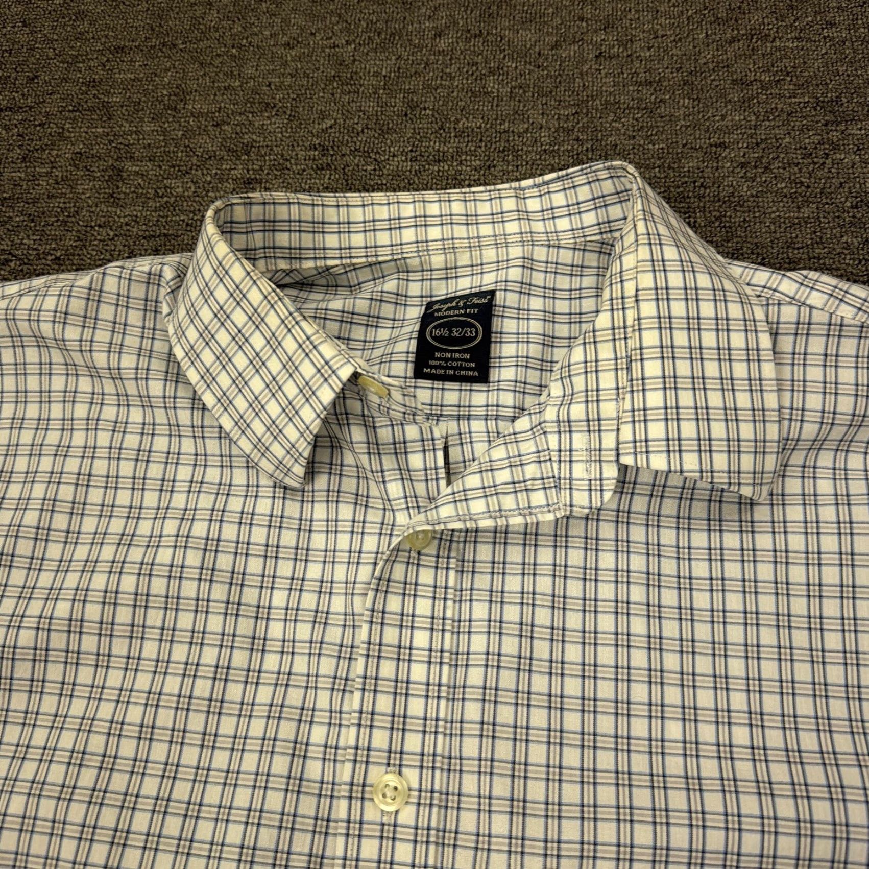 Joseph Joseph & Feiss Shirt Mens 16.5 32/33 Blue Check Non Iron Slim Fit Long Sleeve Dress Shirt Size US XL / EU 56 / 4 - 3 Thumbnail