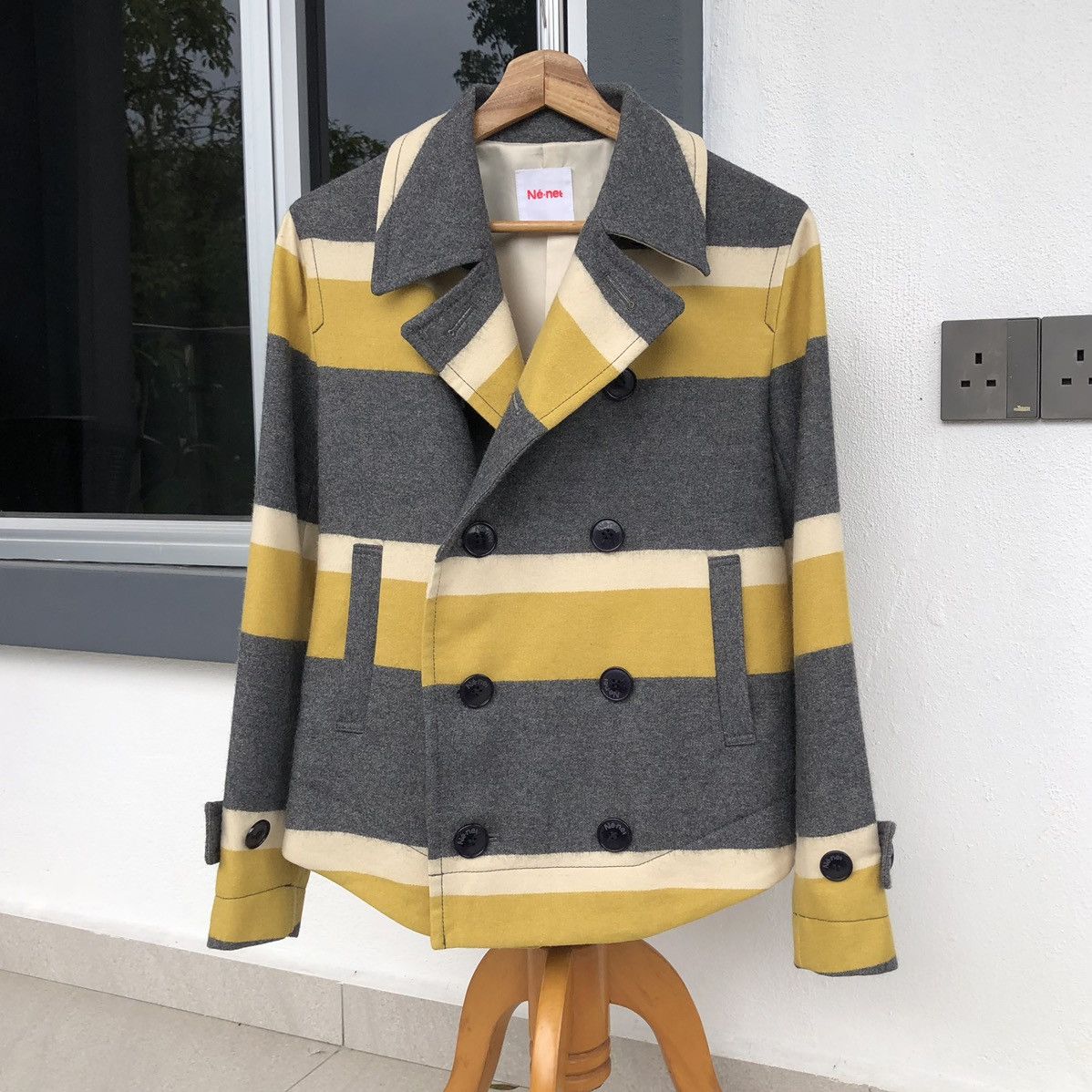 Issey Miyake Issey Miyake Japan Ne-Net Stripes Wool Pea Coat Size M / US 6-8 / IT 42-44 - 11 Thumbnail