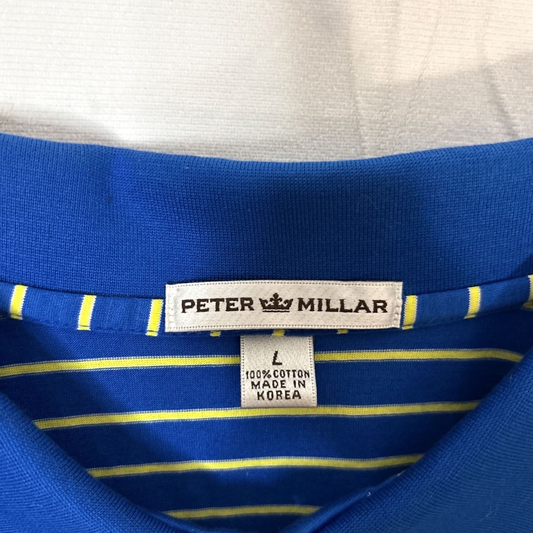 Peter Millar Peter Millar Golf Polo Shirt Men L Yellow Blue Striped Short Sleeve - Vintage Size US L / EU 52-54 / 3 - 2 Thumbnail