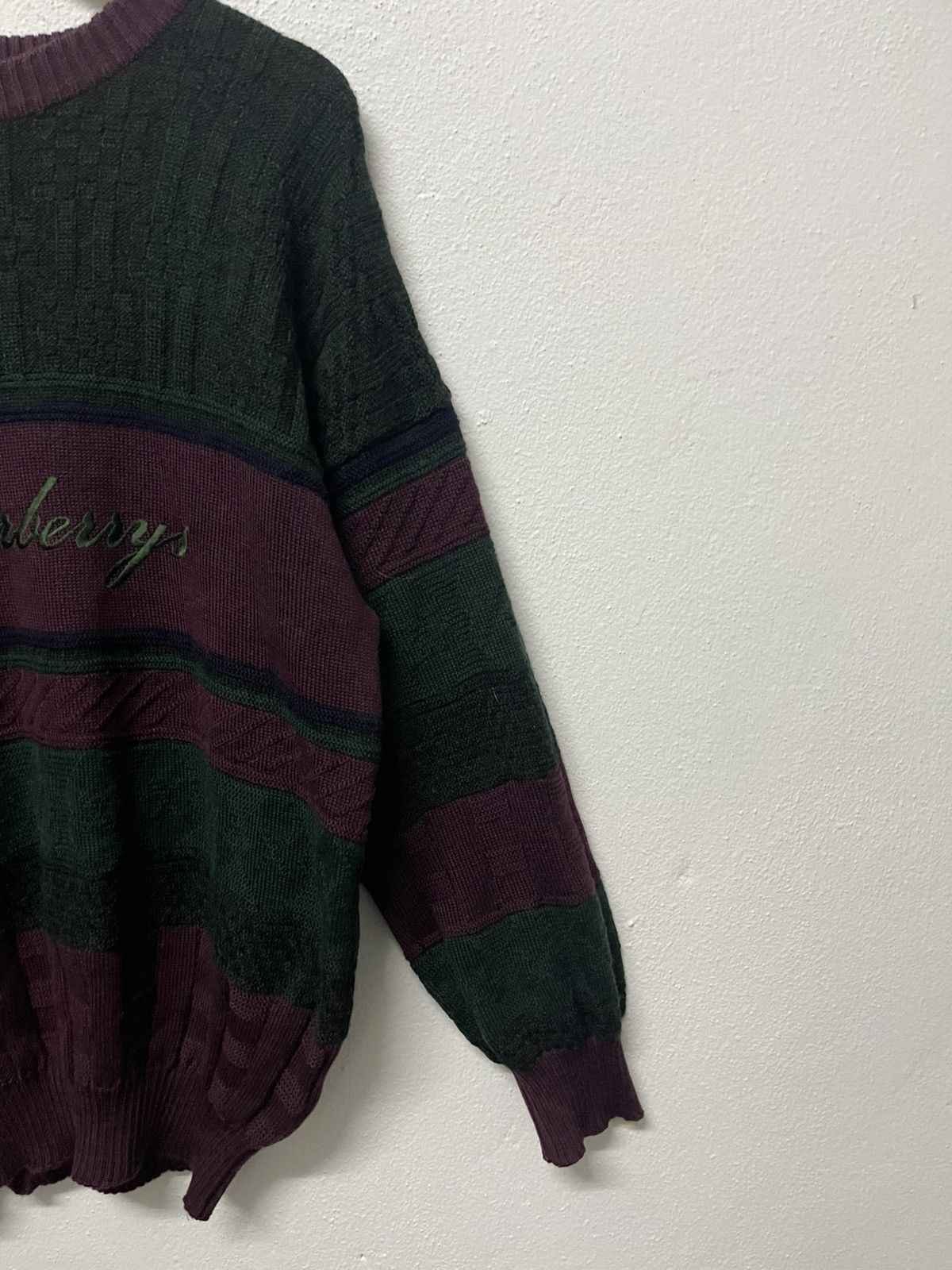 90s BURBERRYS WOOL KNITWEAR MULTICOLOUR SPELLOUT