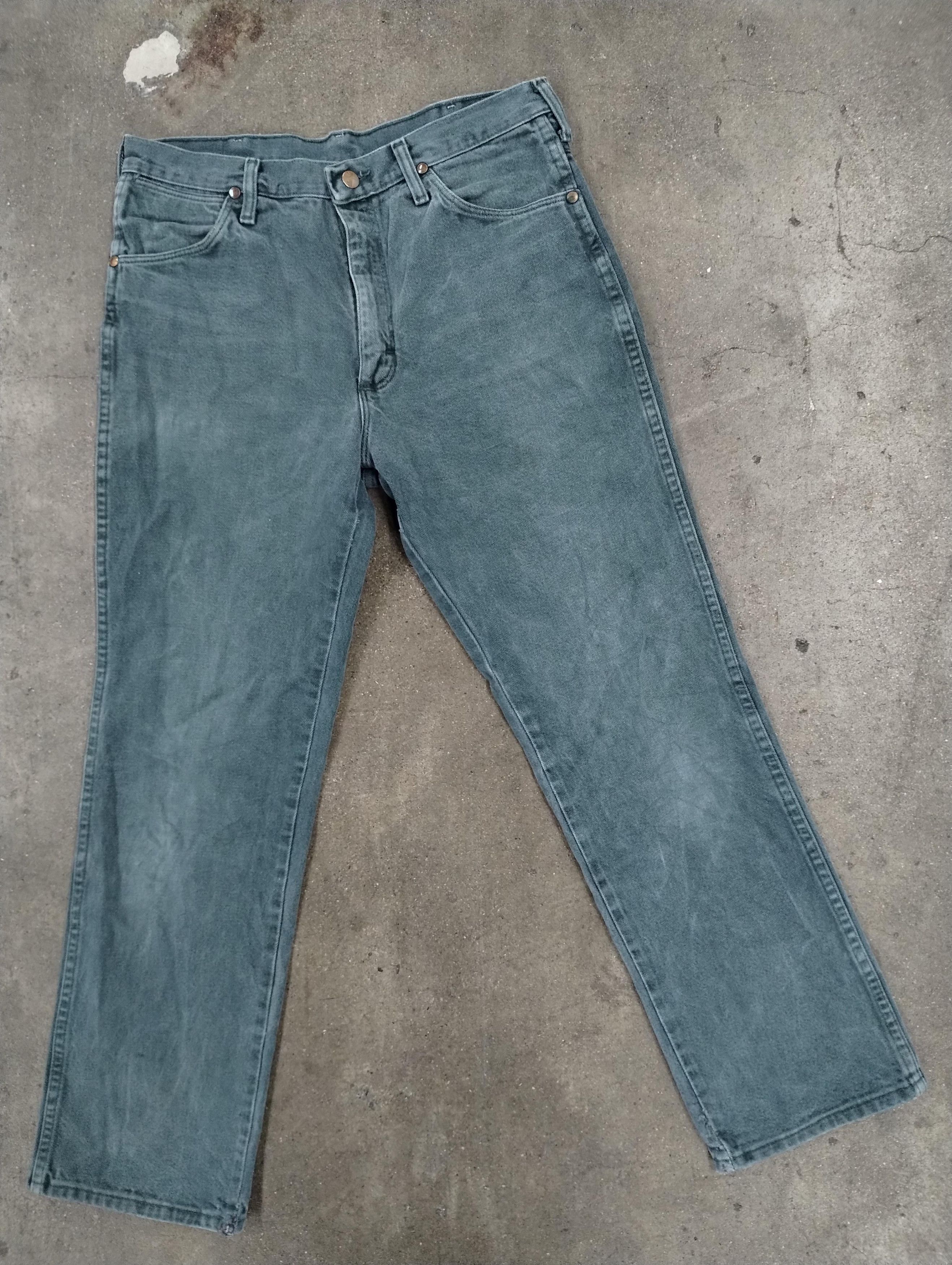 Jean × Vintage Vintage Wranglers Distressed Teal Denim Size US 33 - 1 Thumbnail