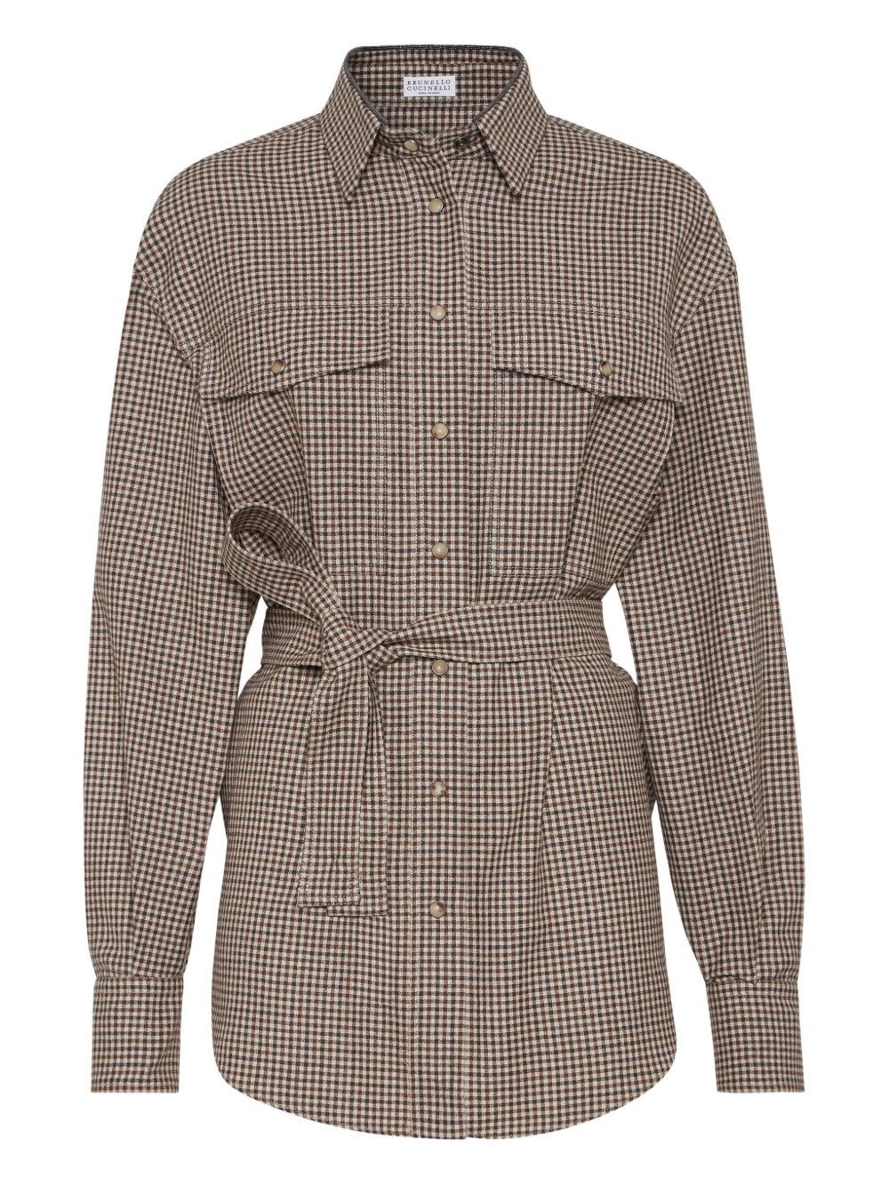 Brunello Cucinelli WOOL CHECKED SHIRT Size M / US 6-8 / IT 42-44 - 1 Thumbnail