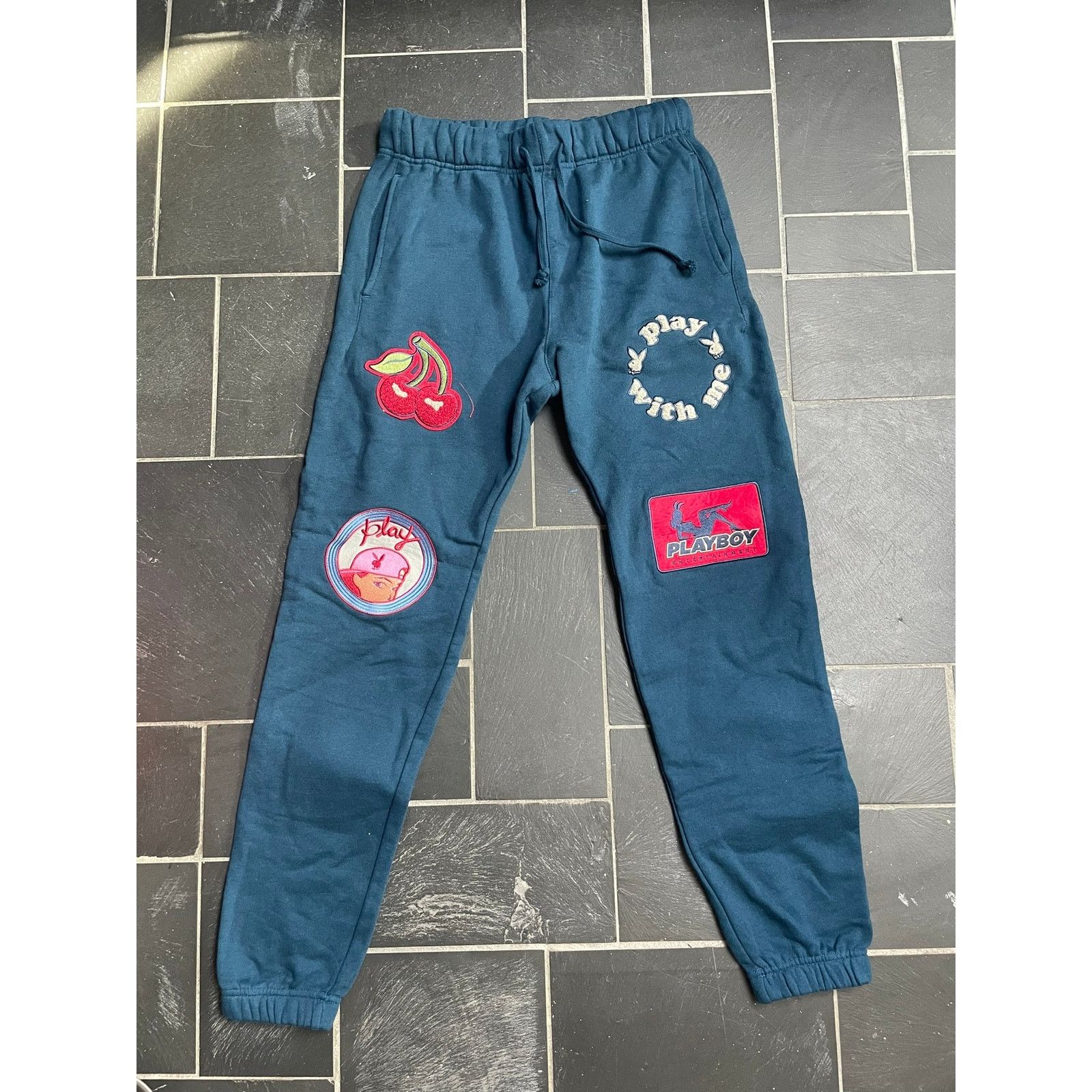 Playboy Playboy Patch Work Turquoise Blue Sweatpants Joggers Unisex Size US 30 / EU 46 - 1 Thumbnail