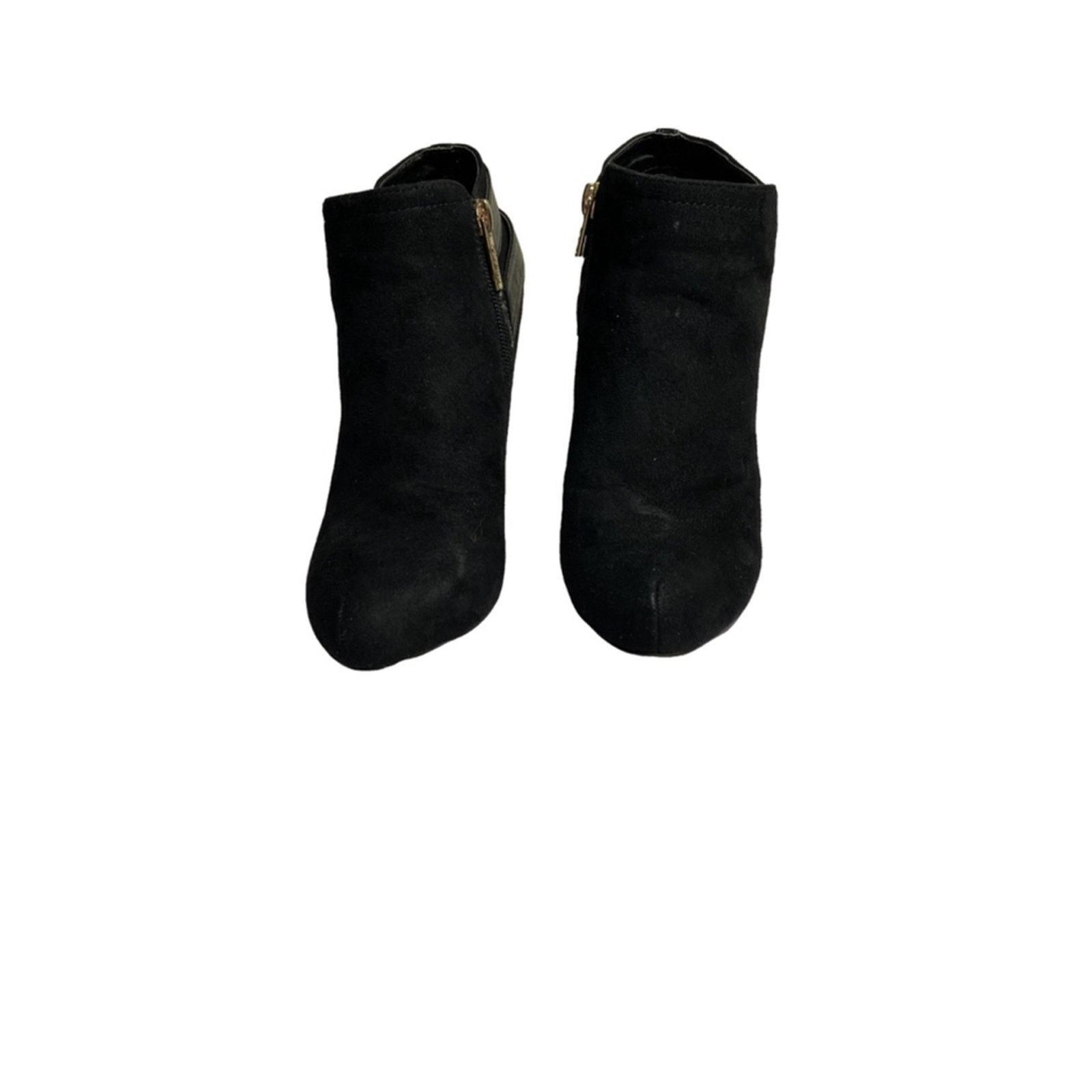 Guess Guess Black Suede Leather Ankle Boots Gold Button Detail 6M Size US 6 / IT 36 - 3 Thumbnail