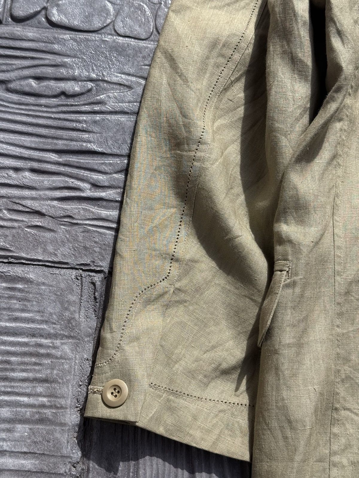 Issey Miyake Issey Miyake Tailored Linen Laurel Green Blazer Jacket Size 38R - 15 Thumbnail